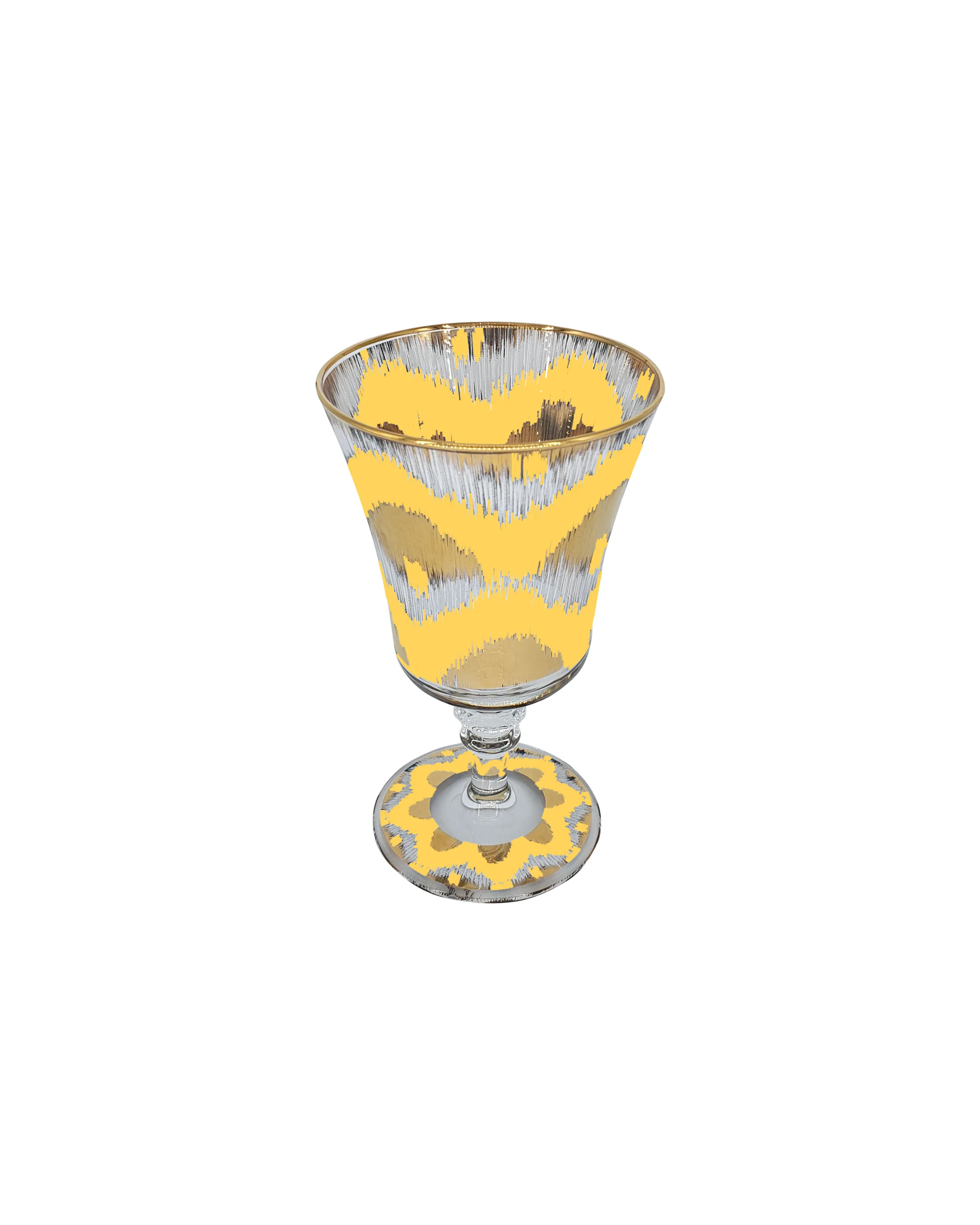 Ikat Yellow Gold Wine Glass Set of 4
