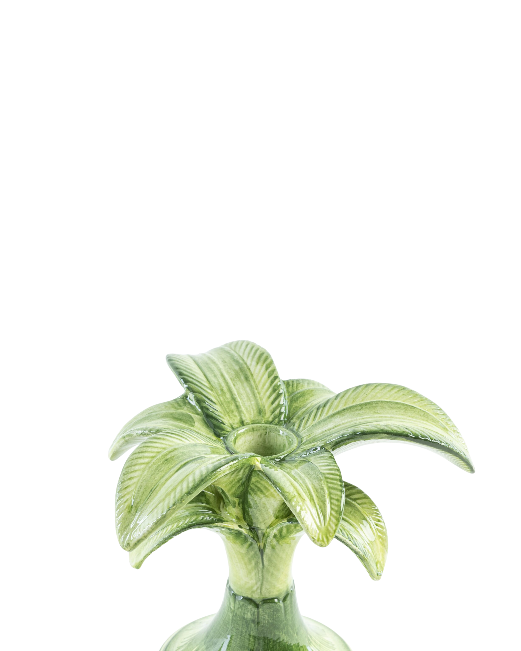 Palm Candleholder Green Small