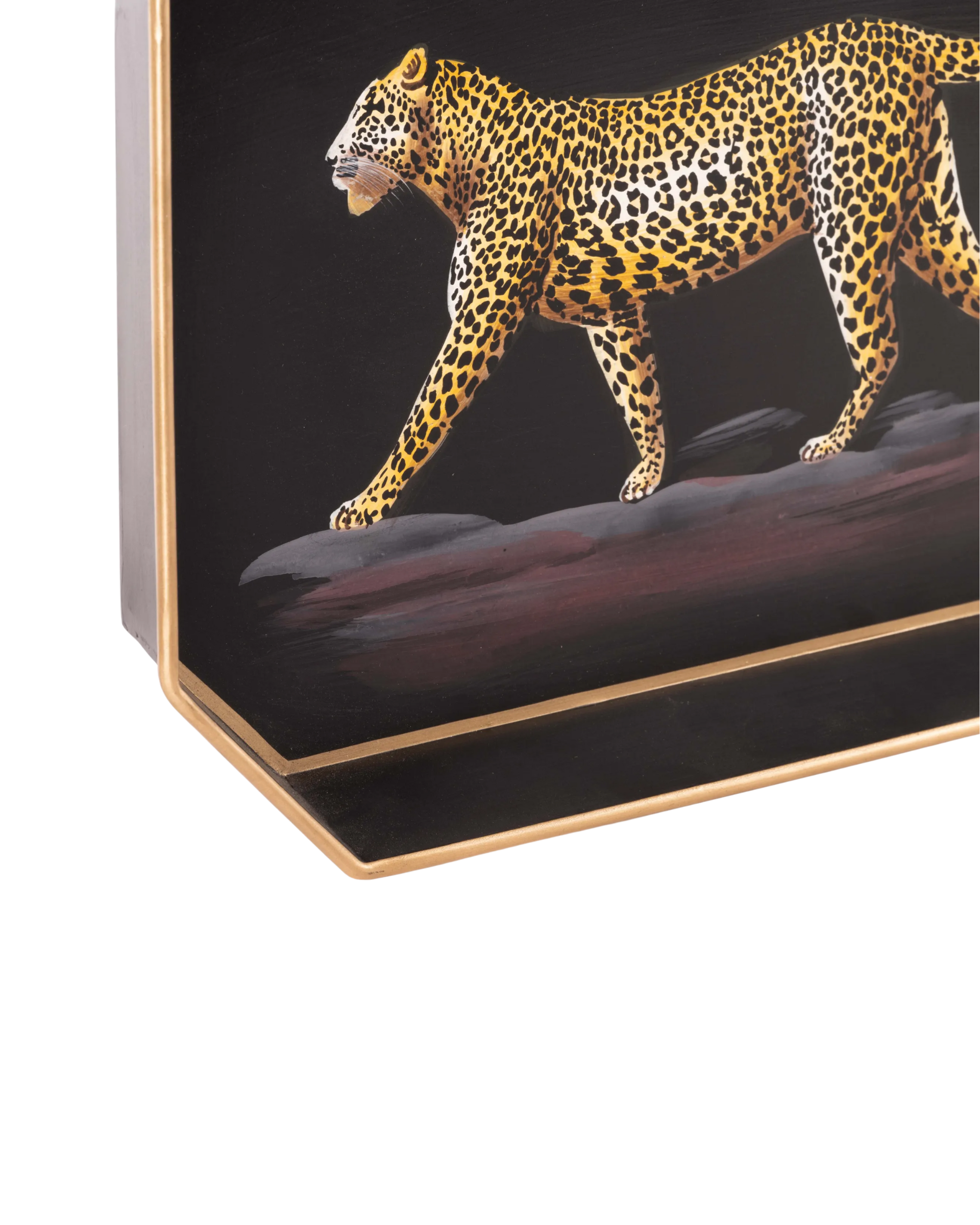 Leopard Iron Tray Handpainted
