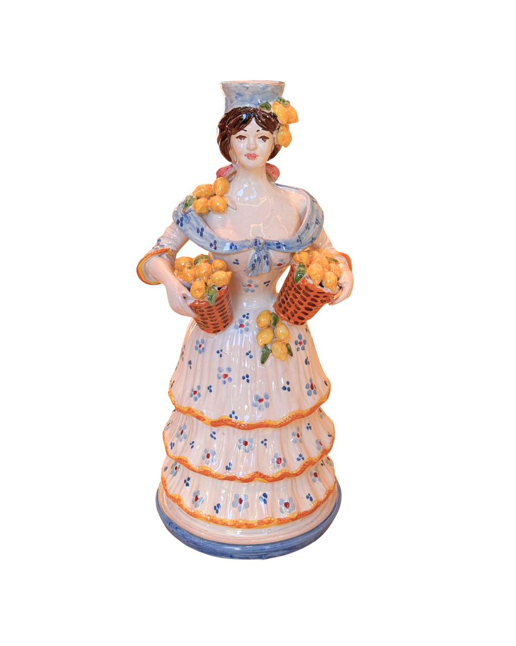 Lady with Lemons Ceramic Candleholder Large