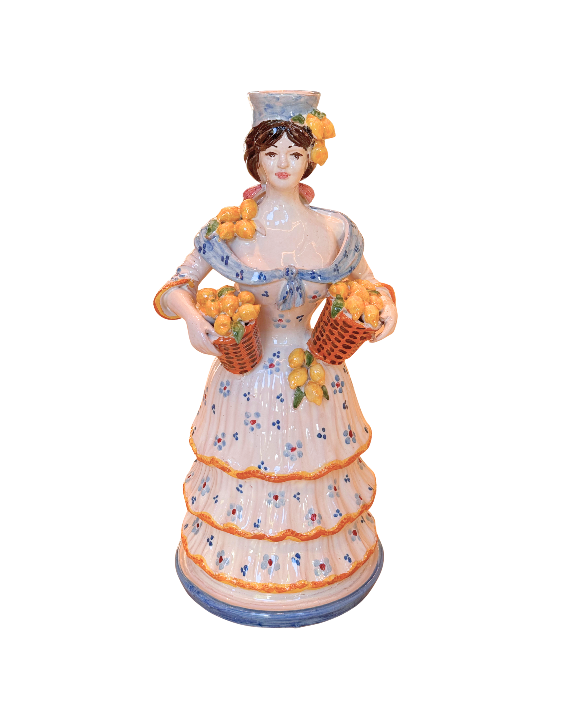 Lady with Lemons Ceramic Candleholder Large