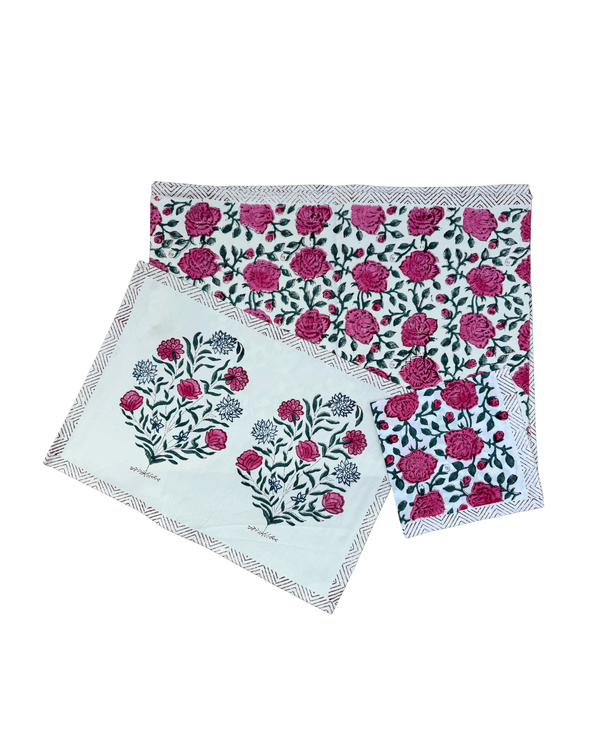Placemat, Napkin & Tablerunner Pink Flower (Set of 6)