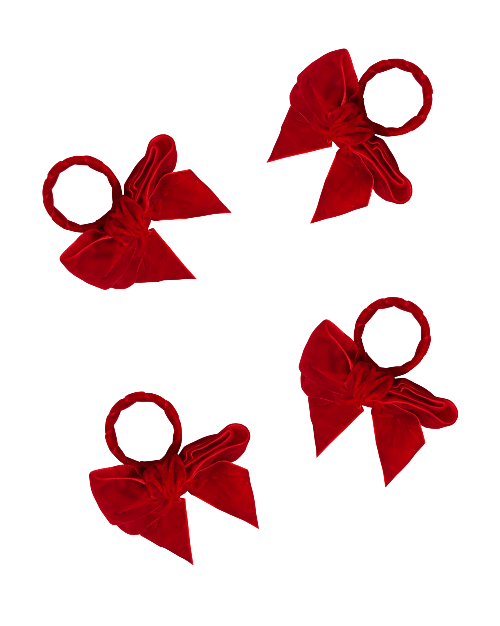Napkinring Velvet Bow Red- Set of 4
