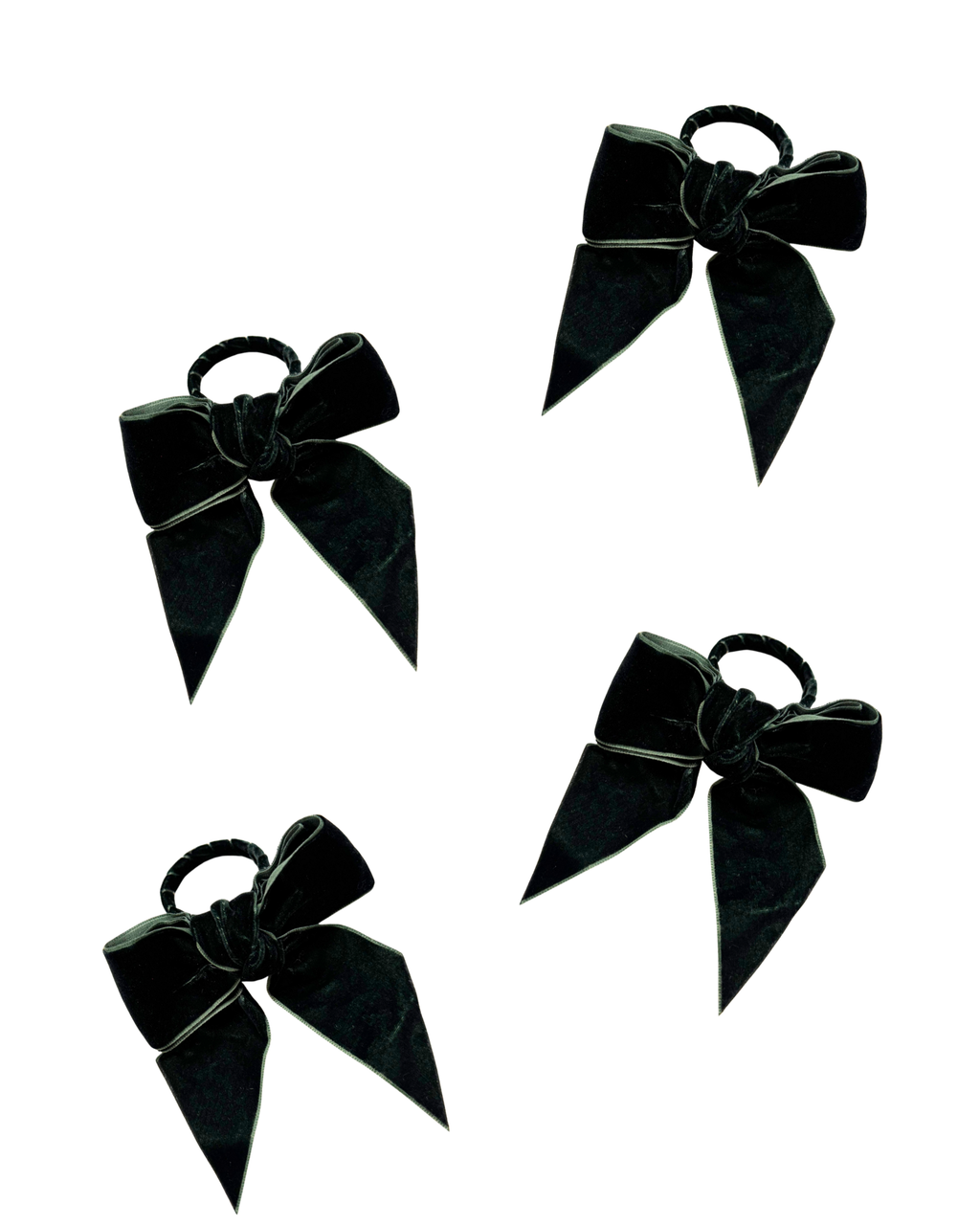 Napkinring Velvet Bow Green - Set of 4