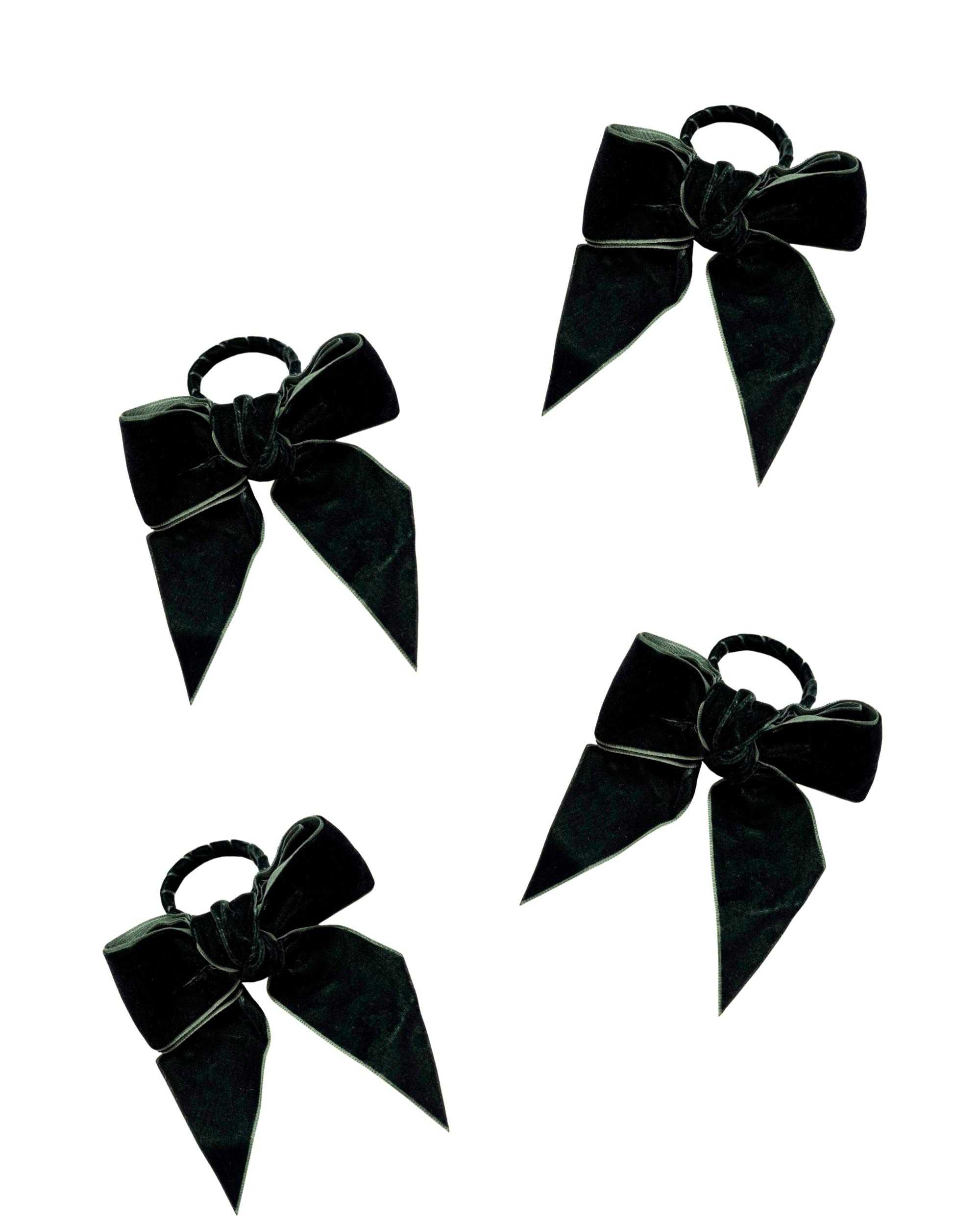 Napkinring Velvet Bow Green - Set of 4