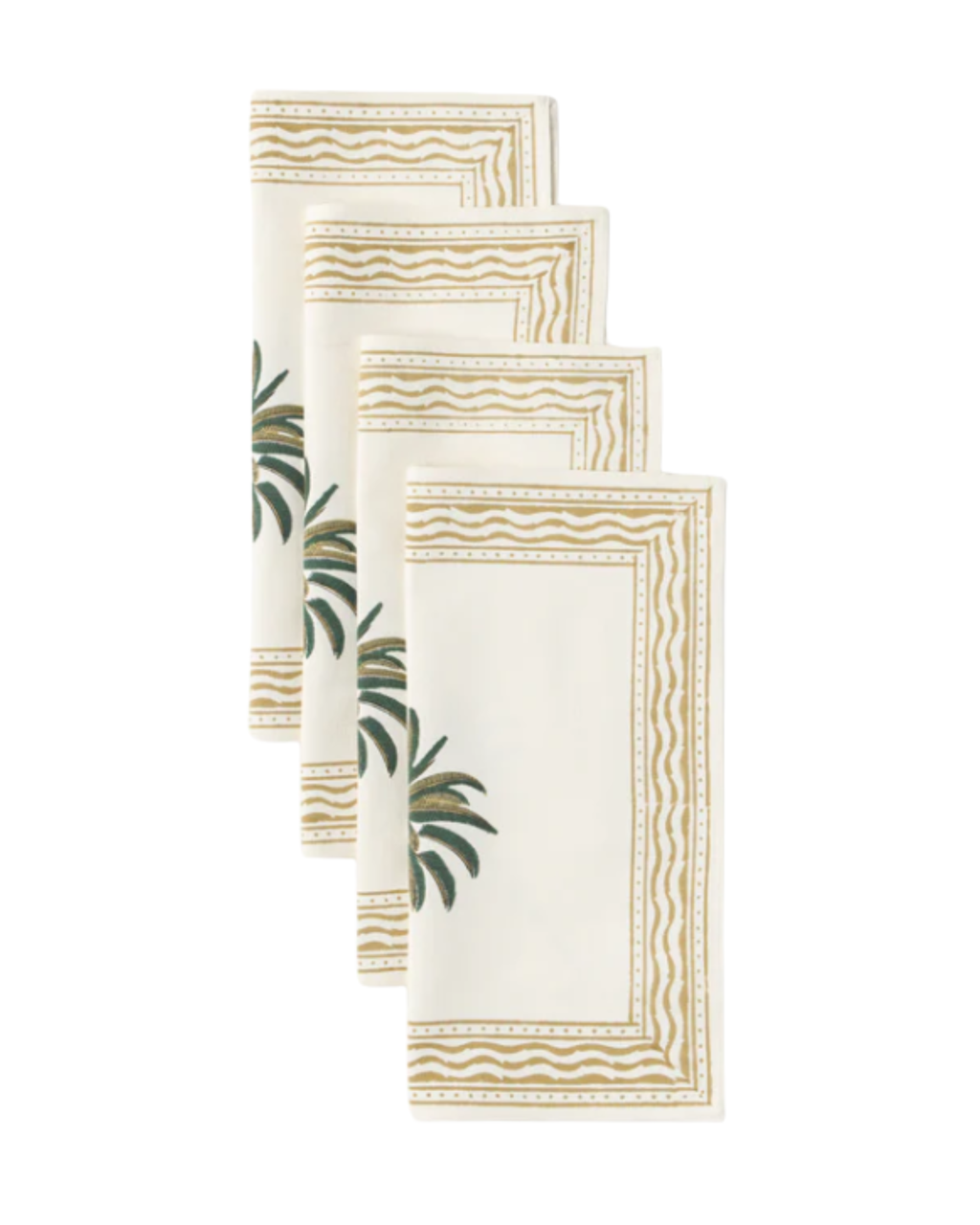 Baumwollserviette Palme Beige, 4er Set