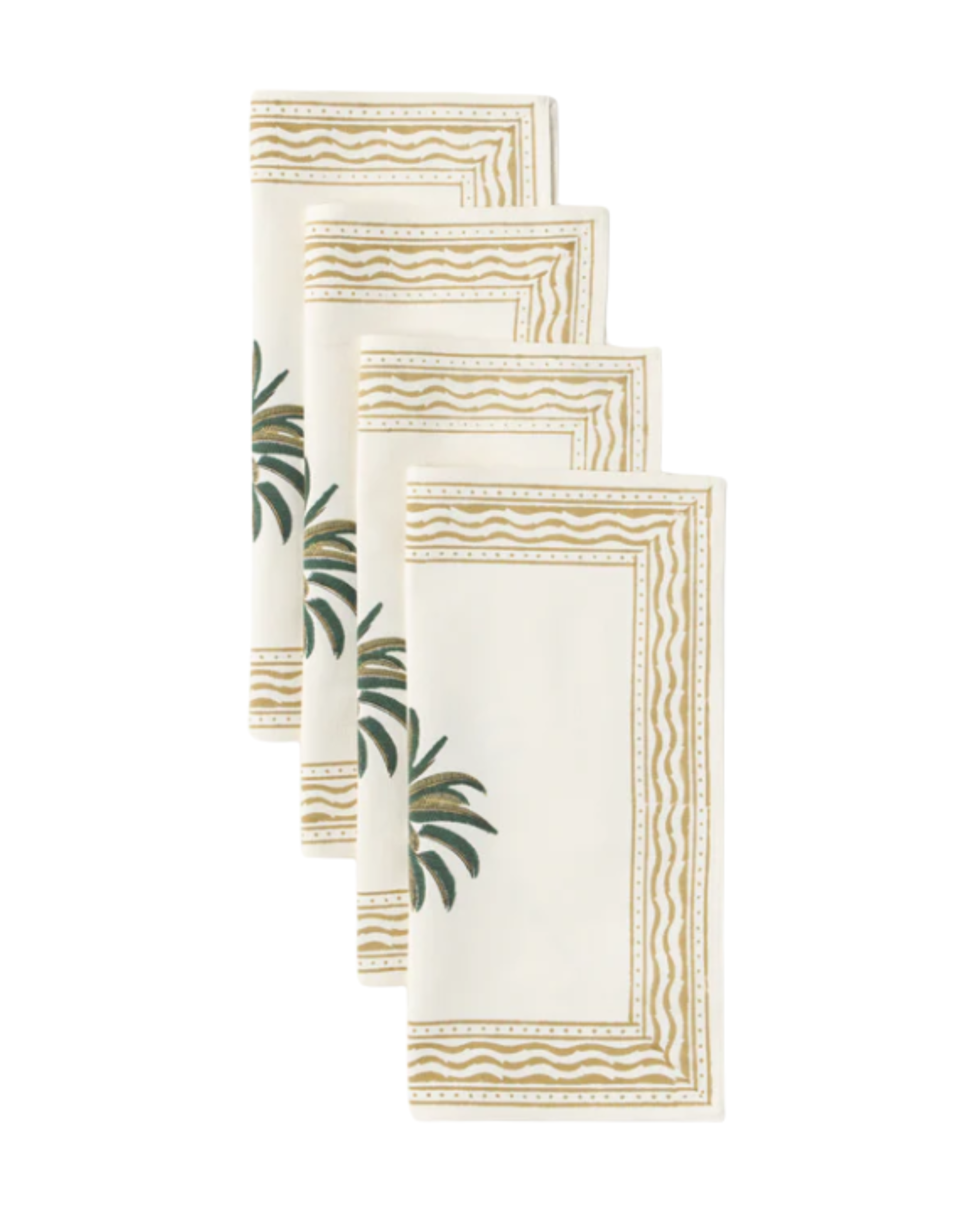 Baumwollserviette Palme Beige, 4er Set
