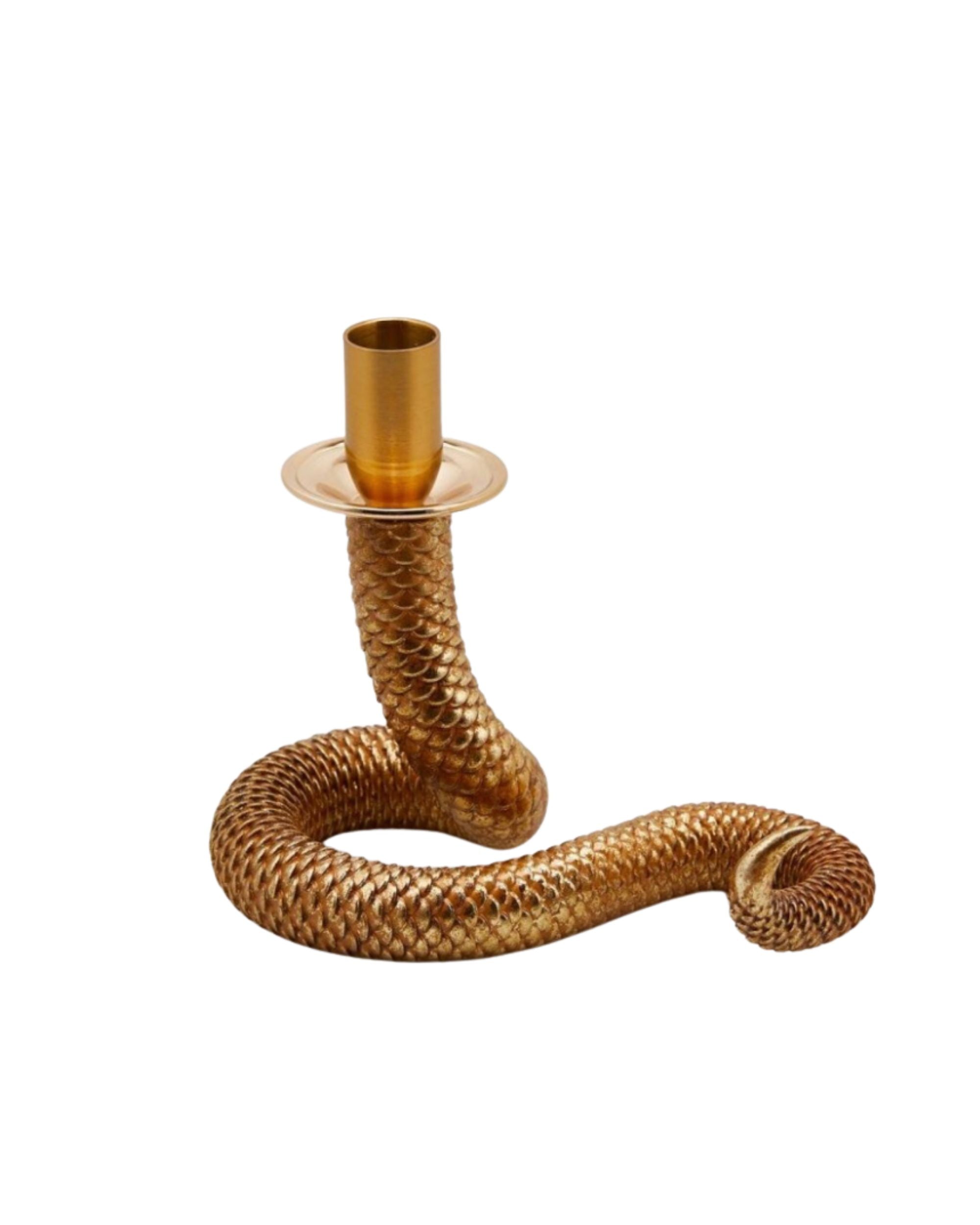 Goldene Schlange - Kerzenständer klein