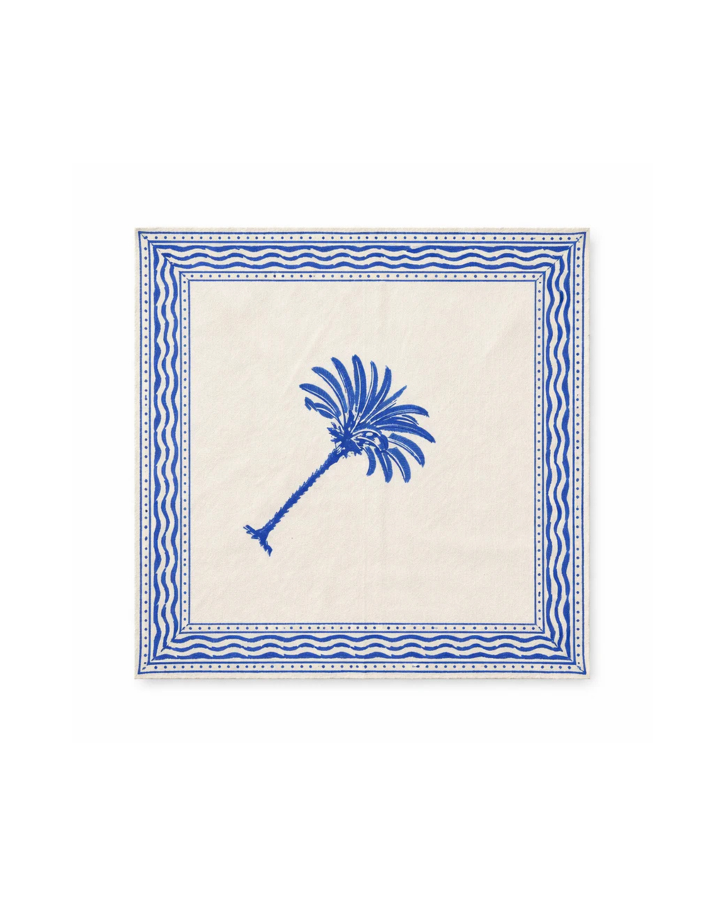 Baumwollservietten Palme Blau, 4er Set