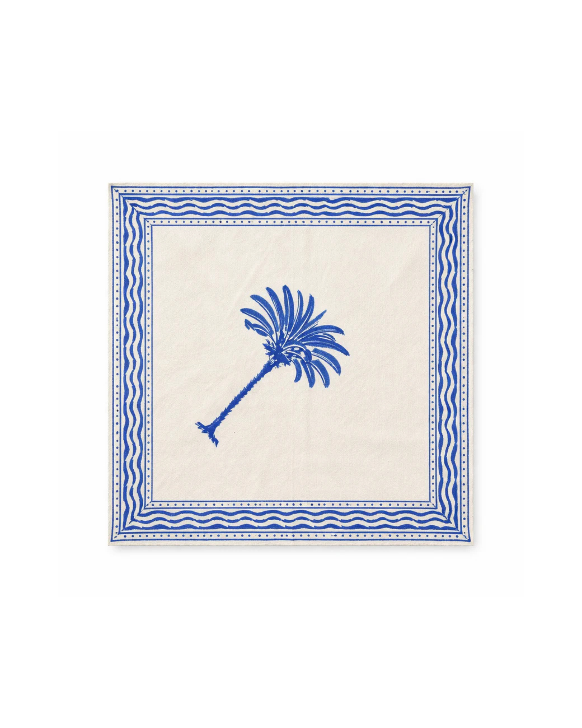 Baumwollservietten Palme Blau, 4er Set