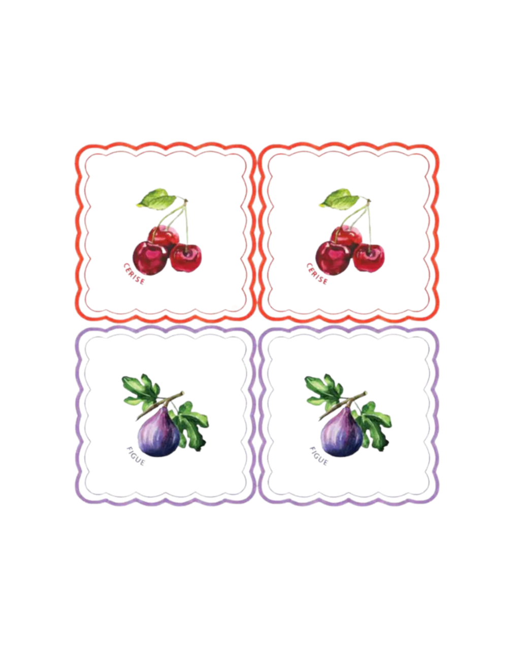 Paper napkins with cherry and fig motif