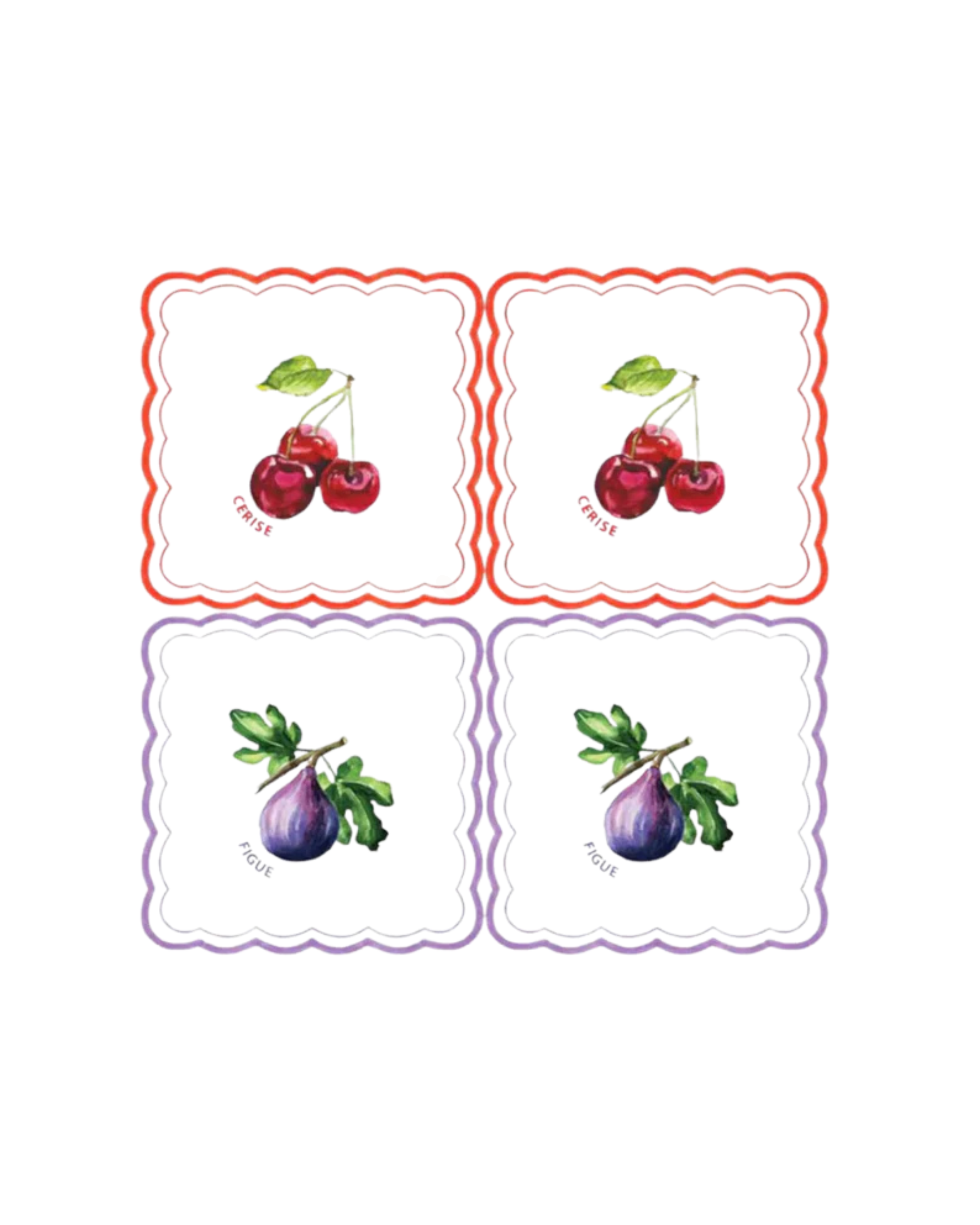 Paper napkins with cherry and fig motif