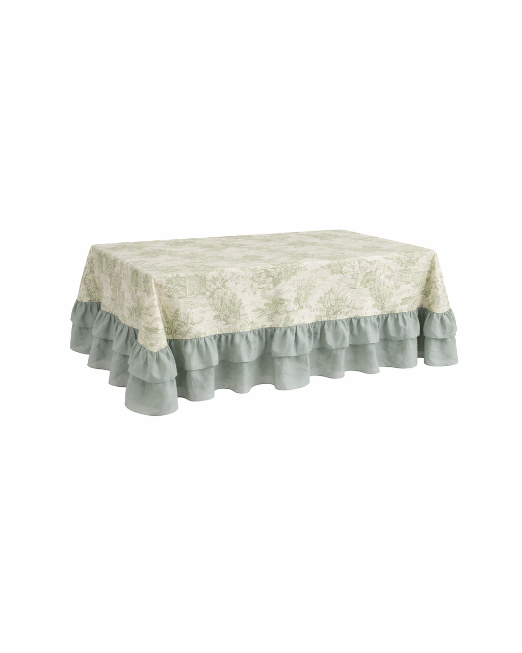 Leinen Tischdecke beschichtet Sage-Grün