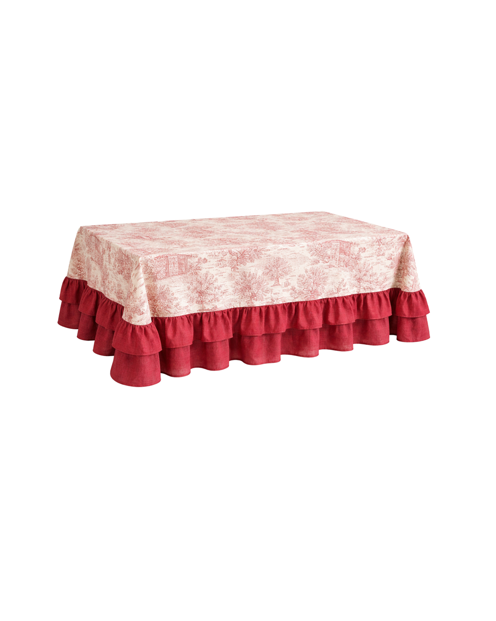 Leinen Tischdecke beschichtet Rosso Rot-Weiß