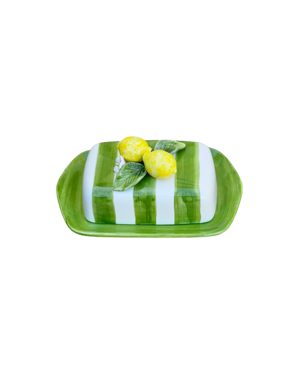 Handbemalte Keramik Butterdose Zitrone