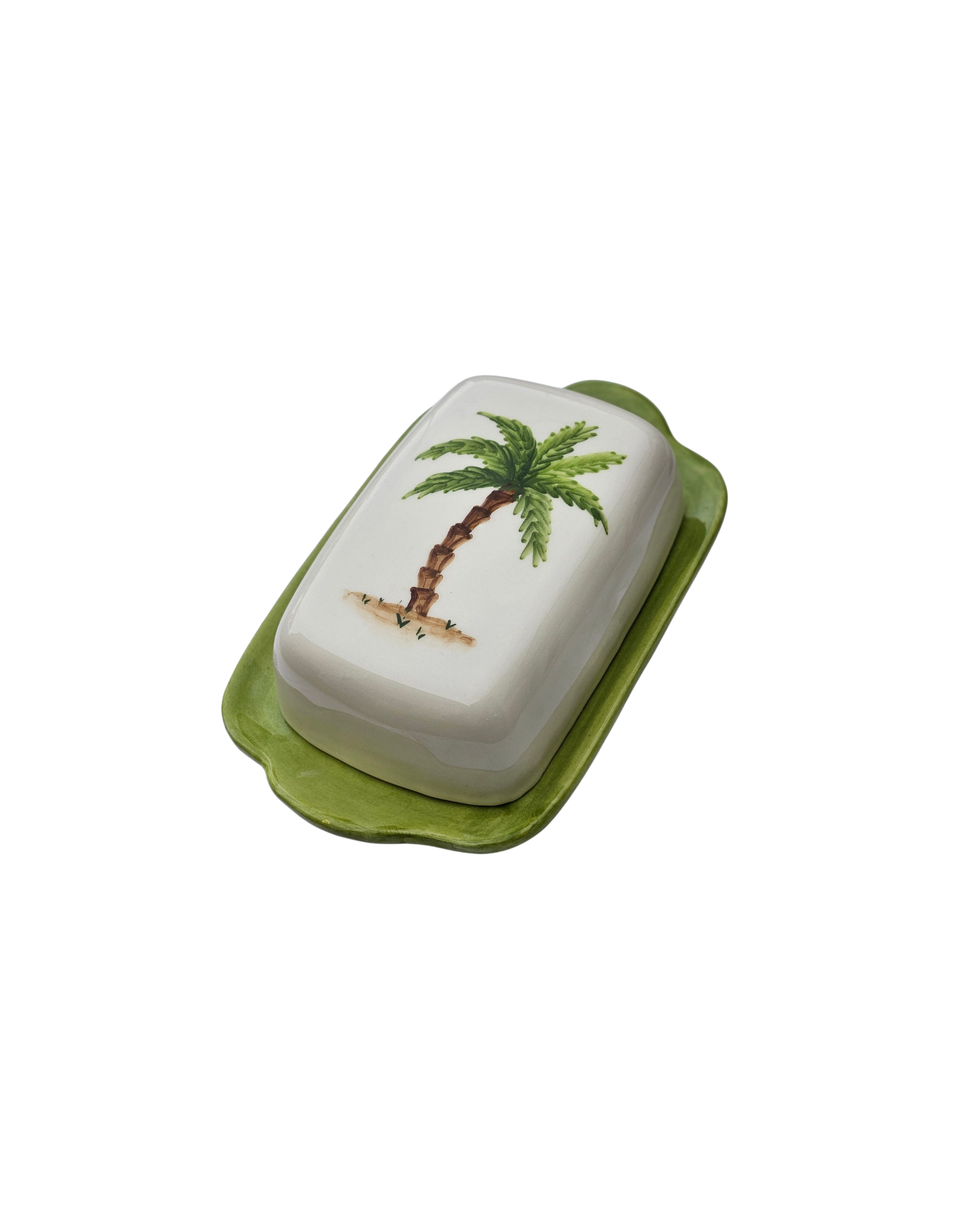 Handbemalte Keramik Butterdose Palme