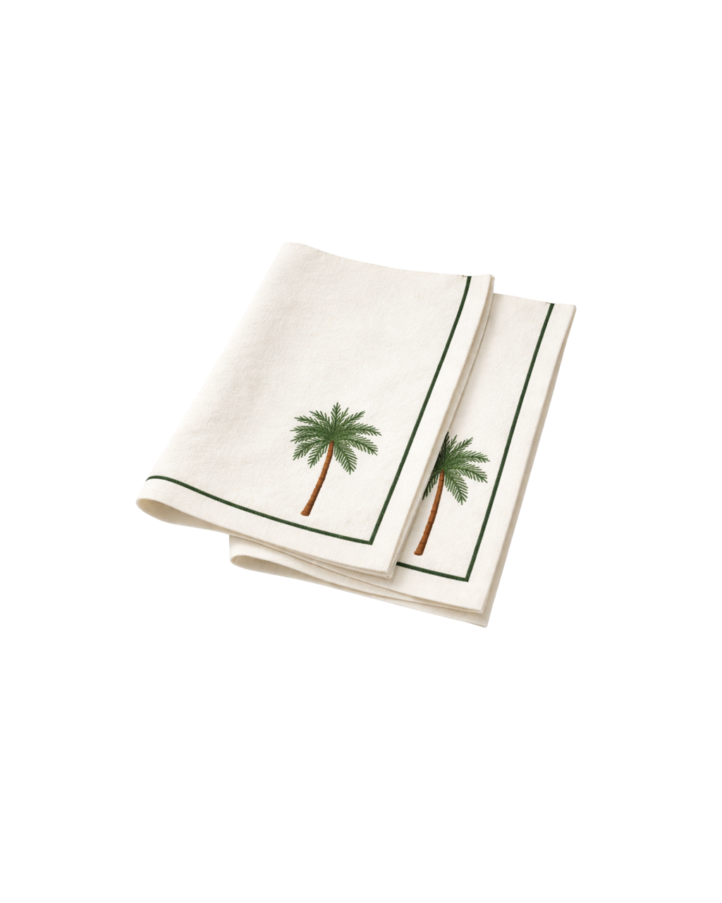 Handbestickte Baumwollserviette Palme, 2er Set