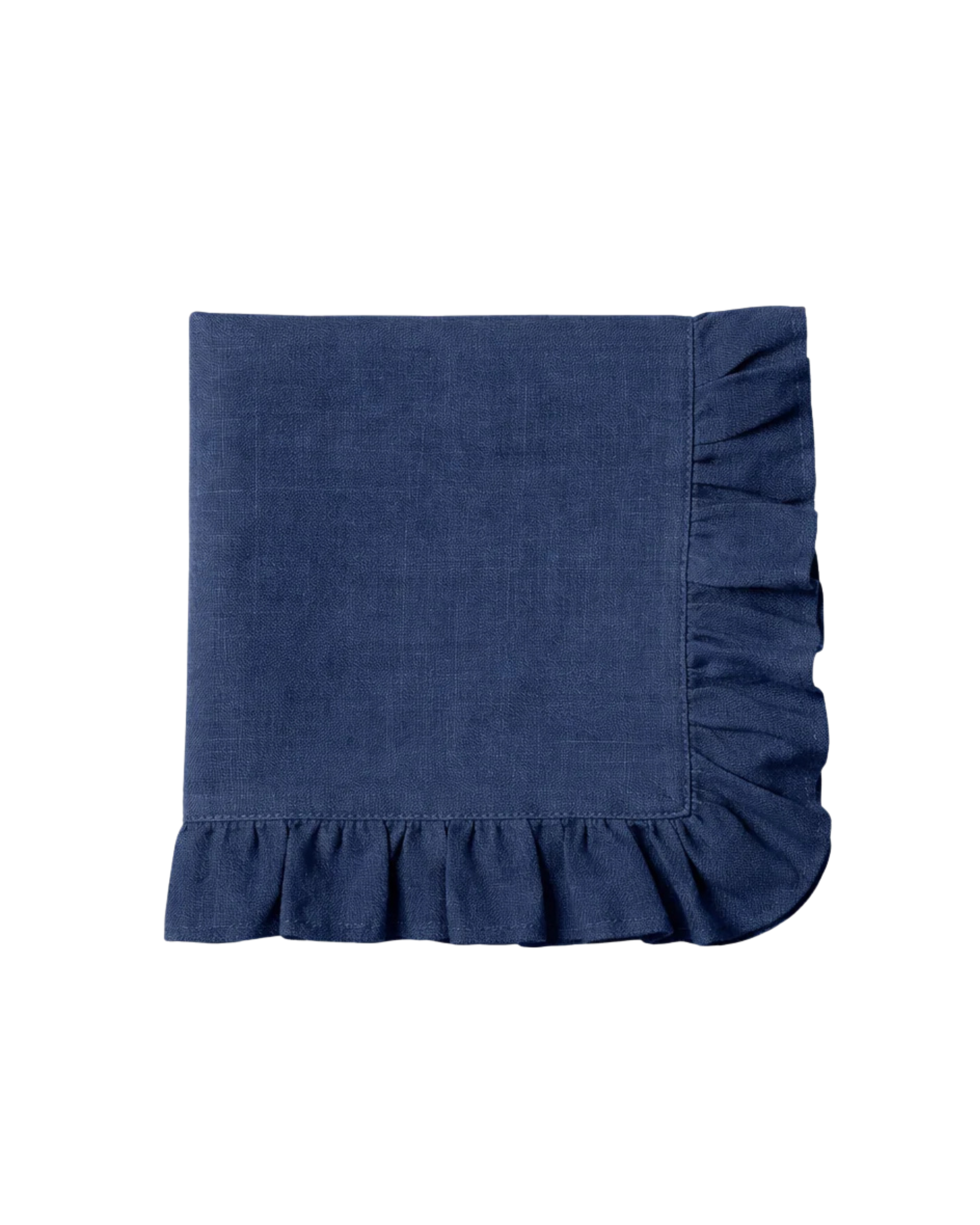 Leinenserviette mit Rüschenrand Dunkelblau, 2er Set