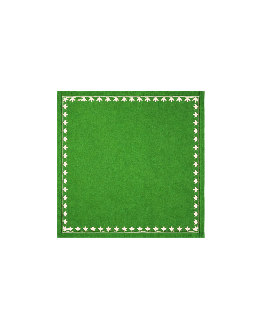 Handbestickte Leinenserviette Grün-Weiß, 4er Set