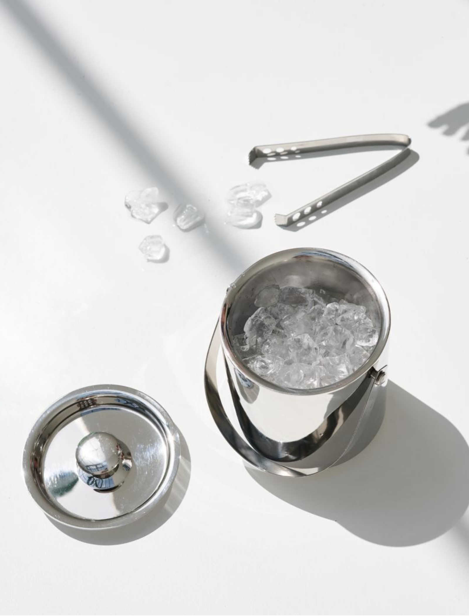 Edelstahl Eiseimer mit Deckel und Einsatz