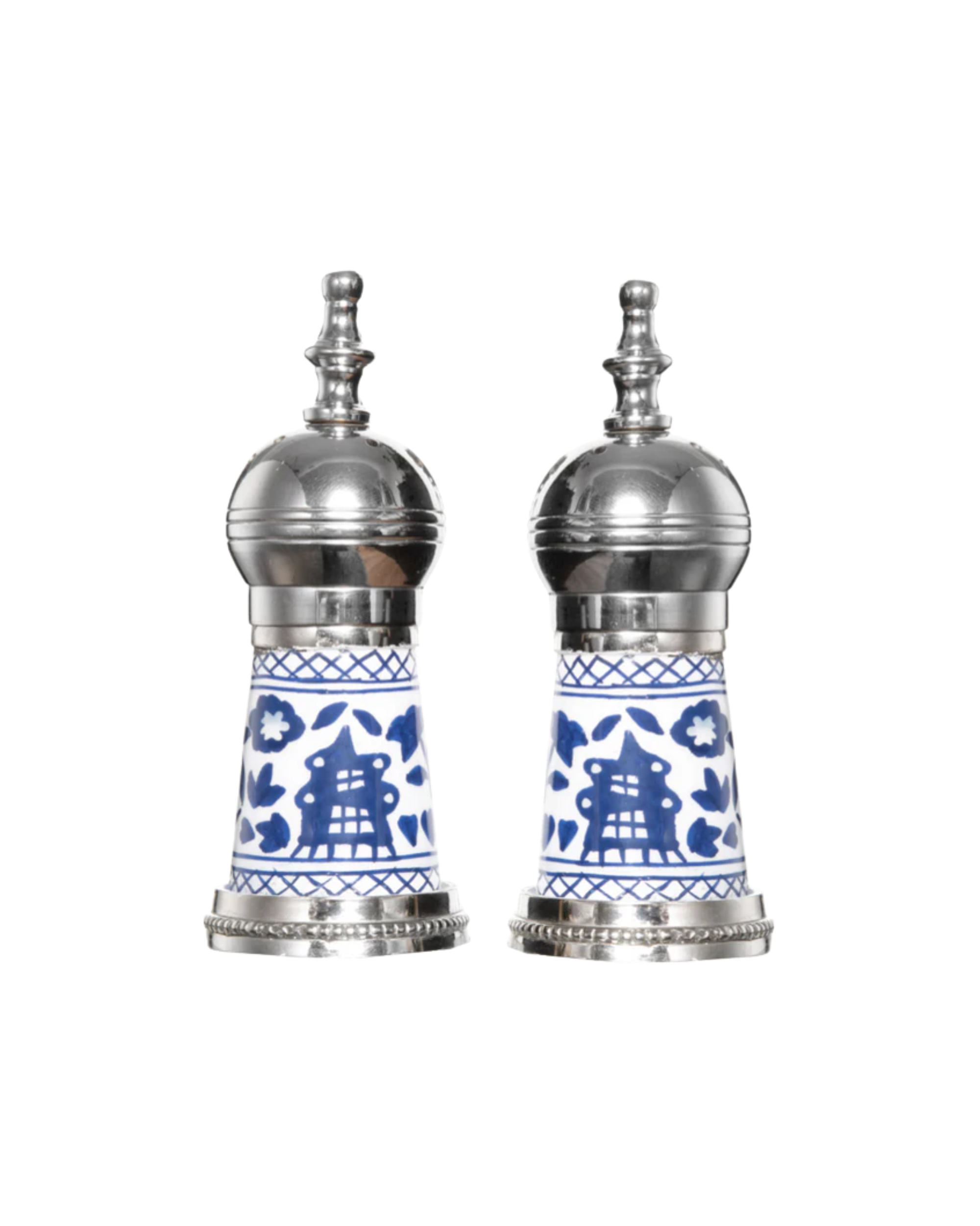 Salz- und Pfefferset  Silber-Blau Pagode