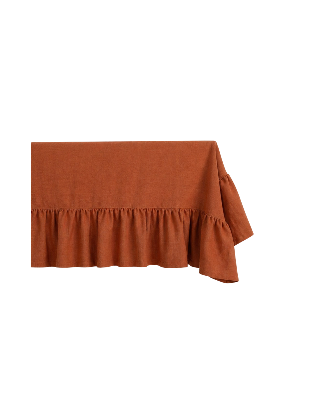 Leinen Tischdecke mit Rüschenrand Orange
