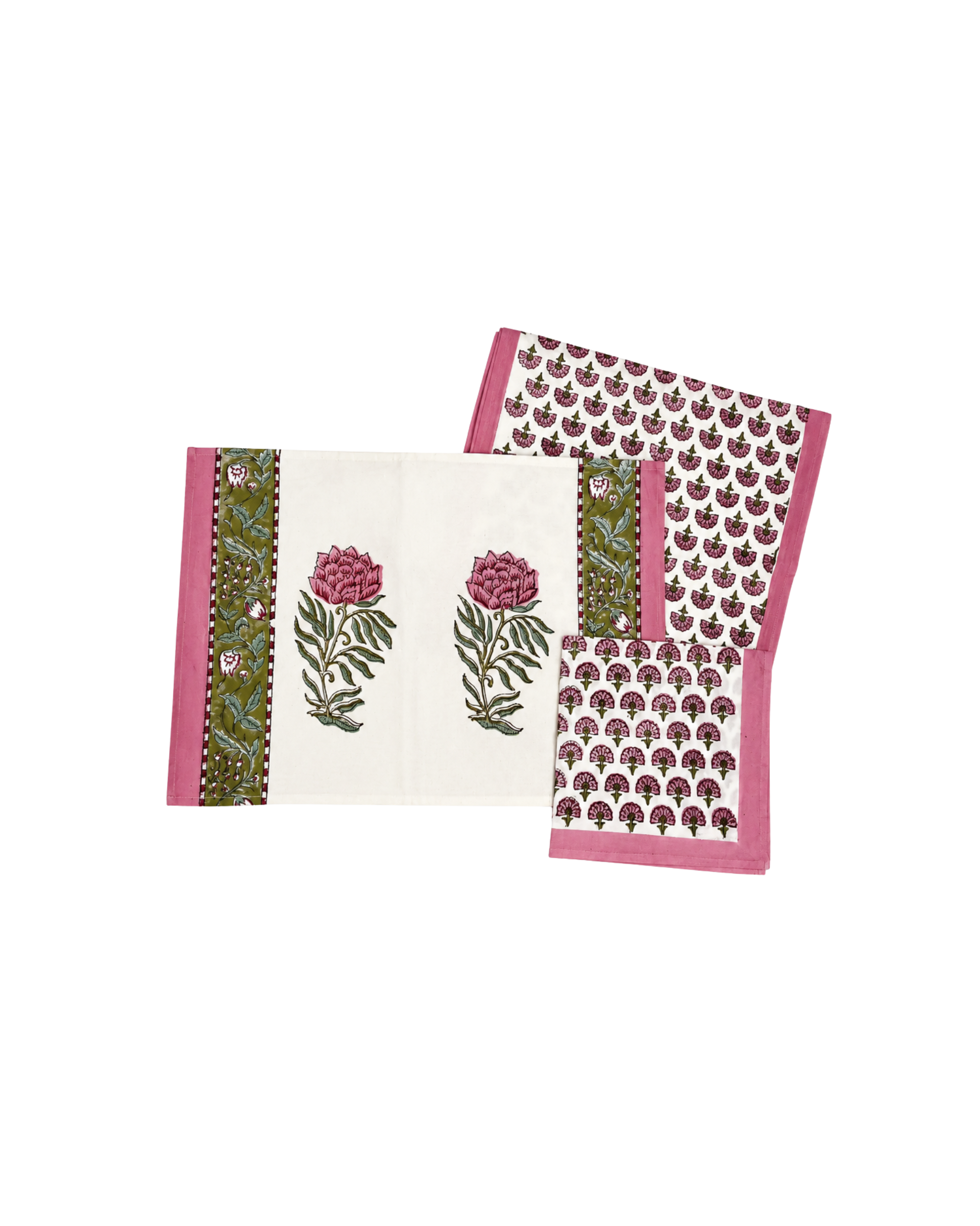 Tischwäsche-Set Floral Rosa 13-tlg.