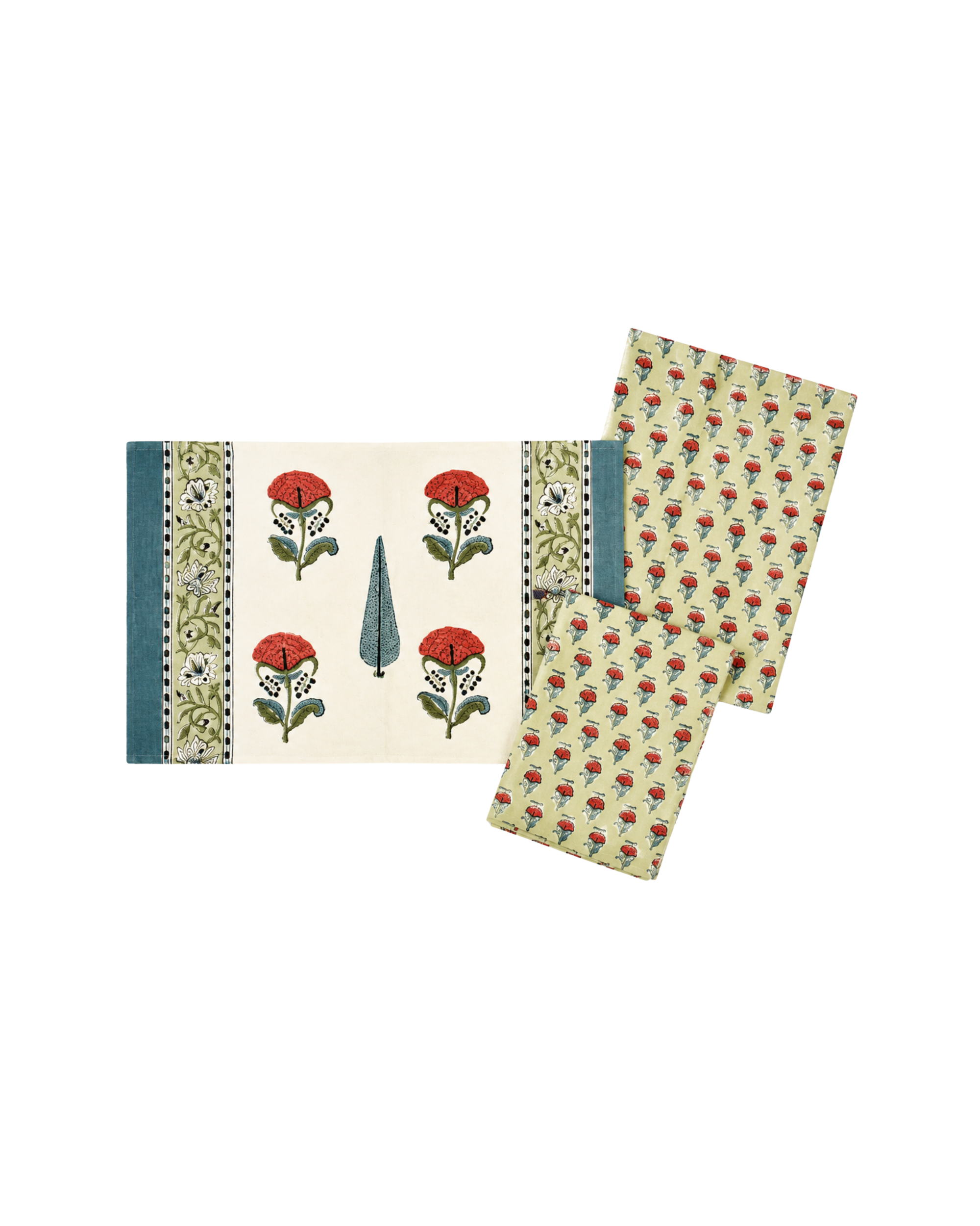 Tischwäsche-Set Floral Grün,13-tlg.