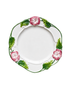 Platter Ceramic with Floral Relief Green
