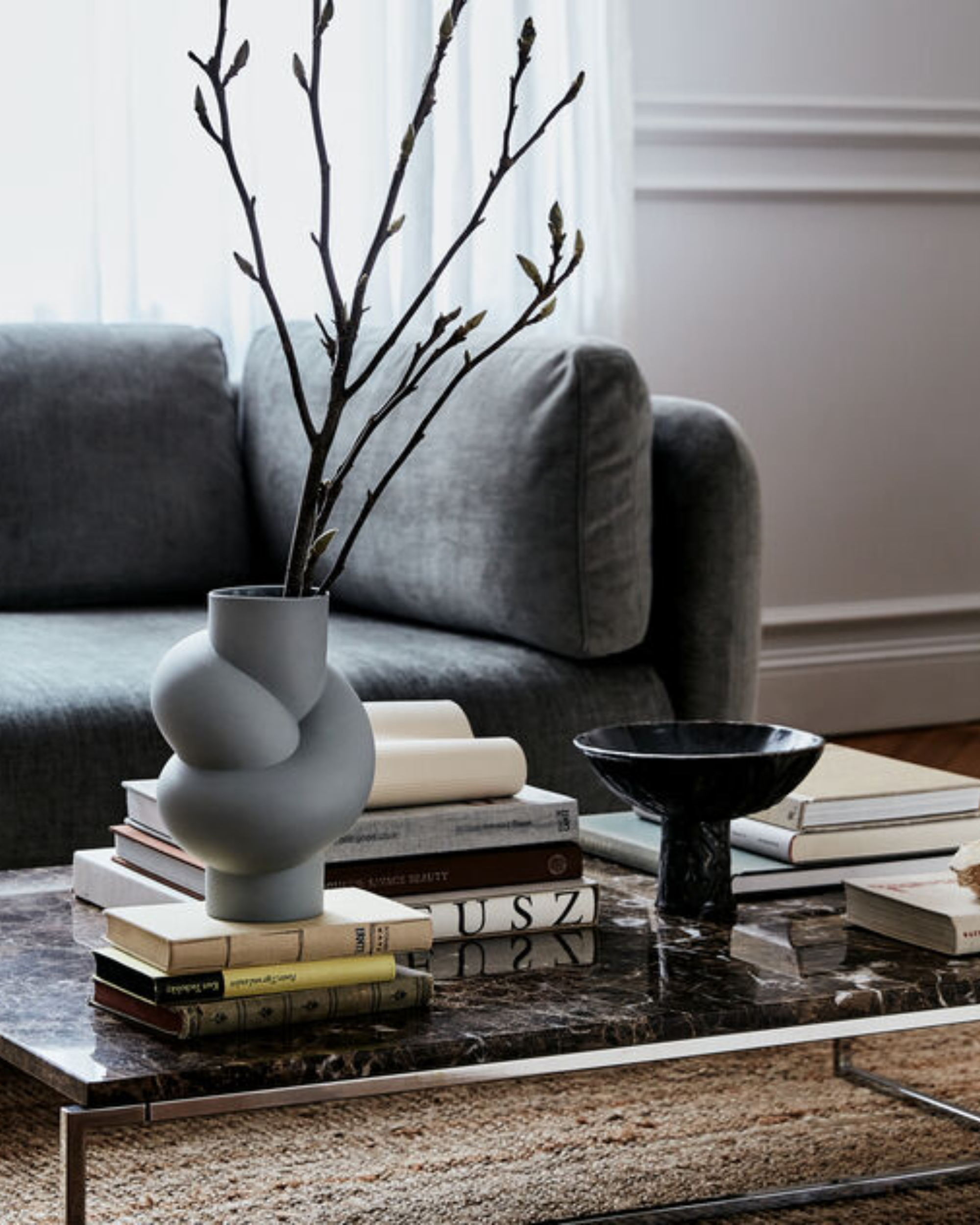 Rosenthal Porzellan Vase Node Lava Grau