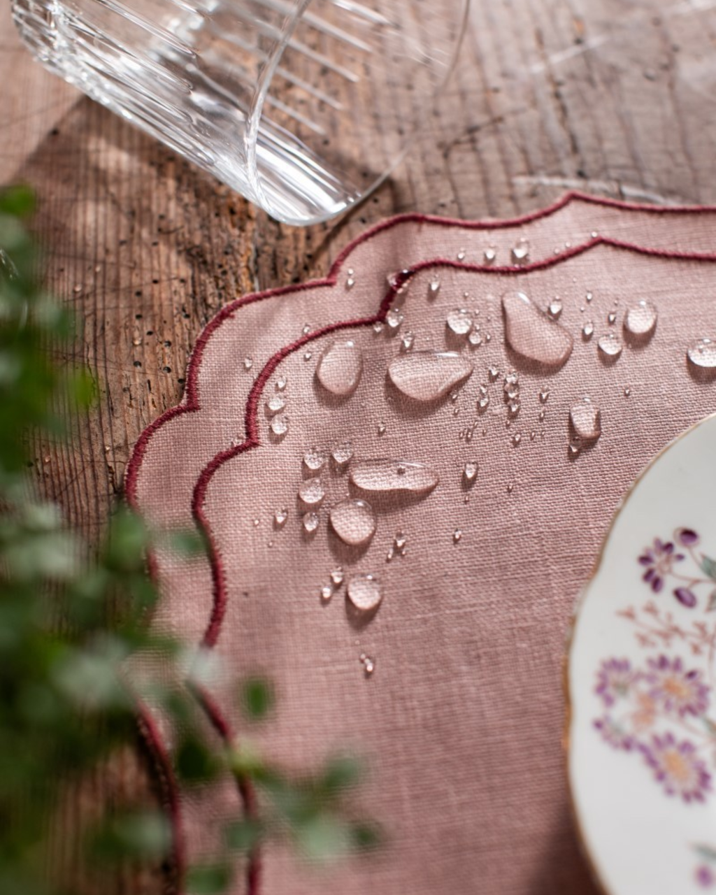Leinen Tischset Beschichtet Rosa-Rot, 2er Set