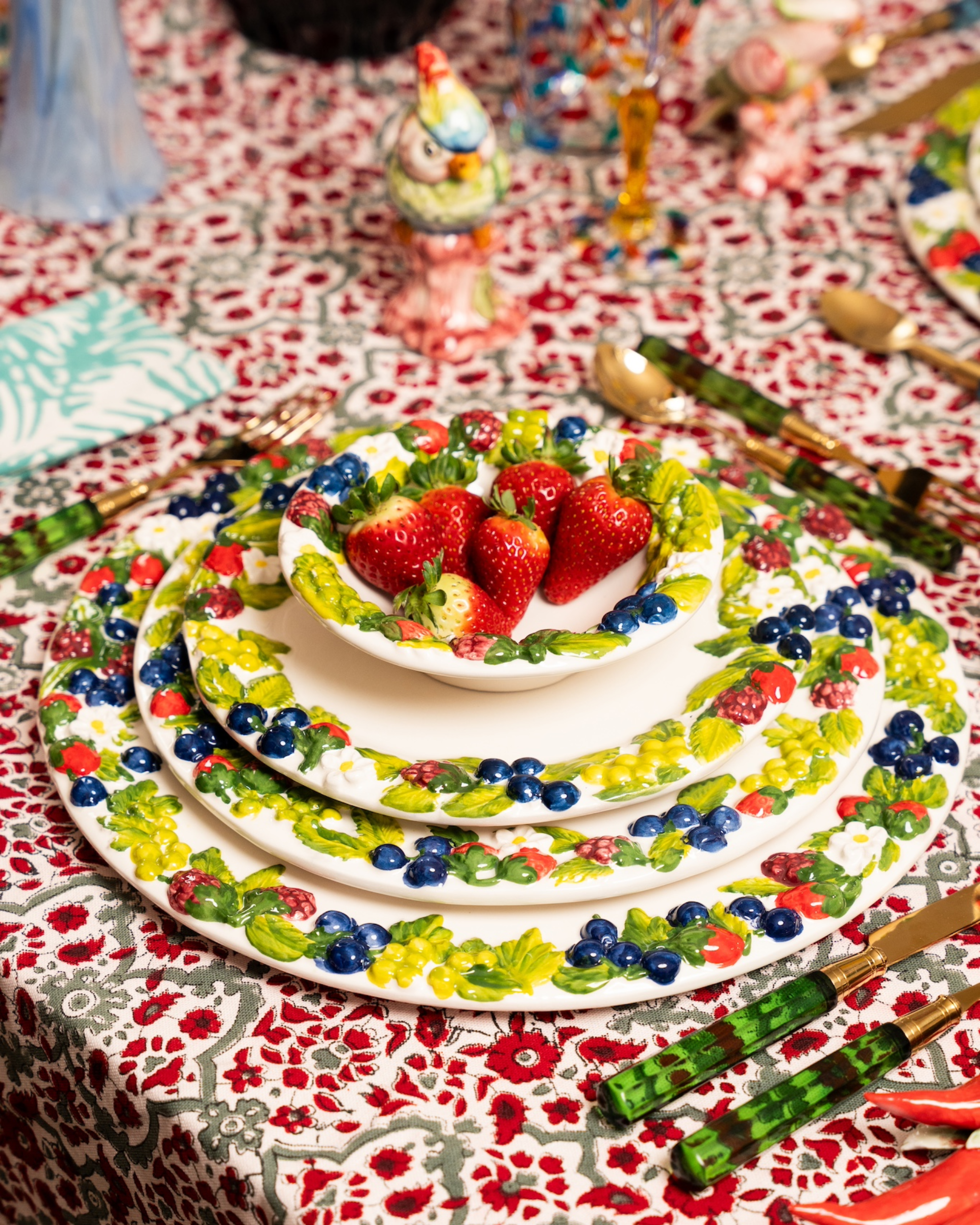 Handbemalte Keramik Schüssel Beeren