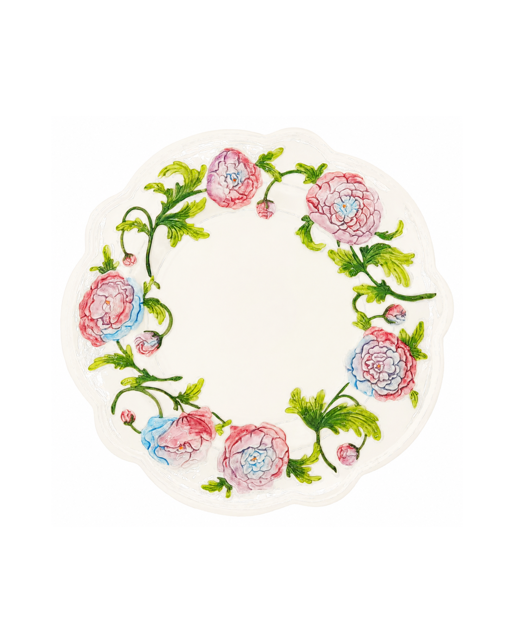 Handbemalte Keramikplatte Hortensie