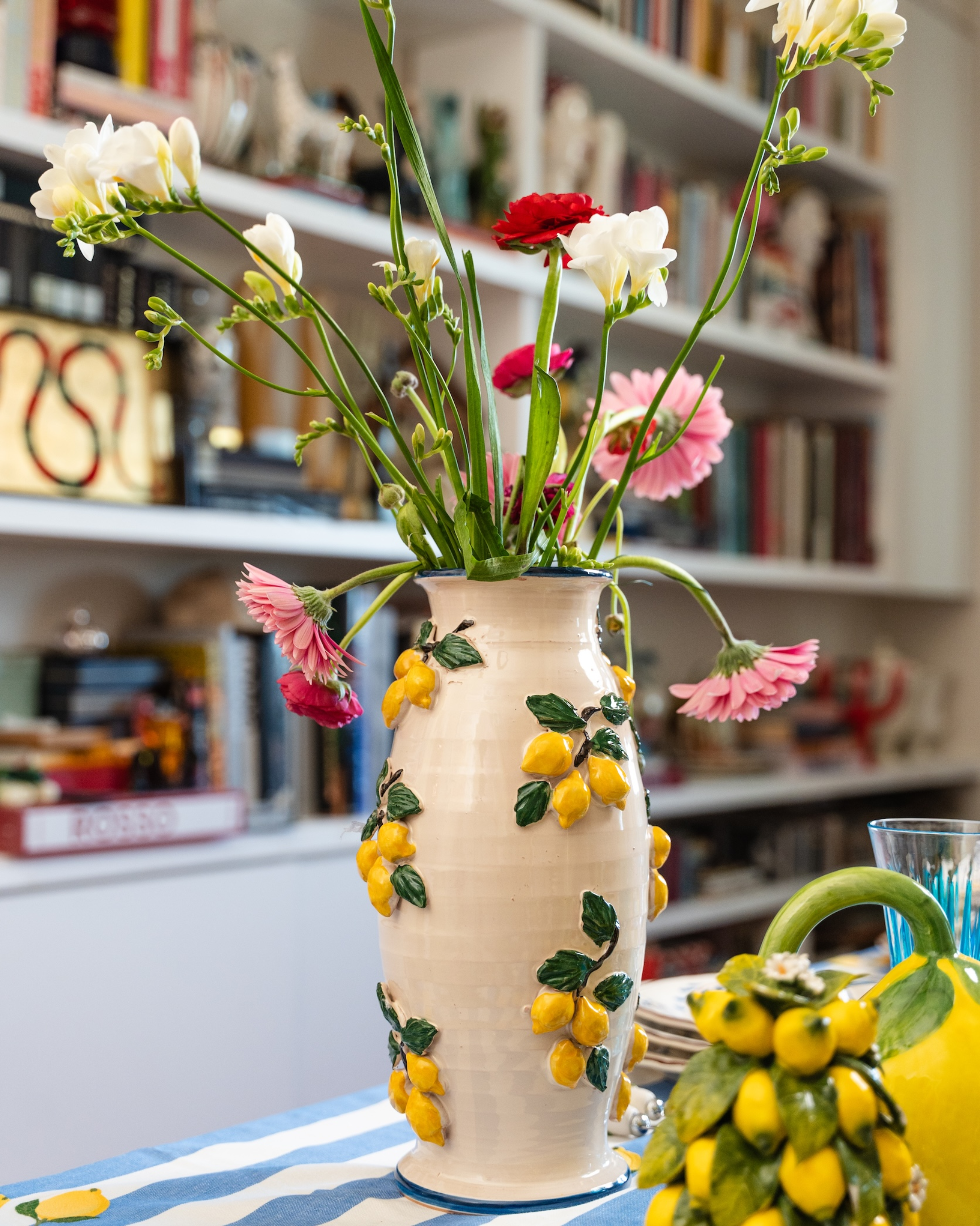 Handbemalte Keramik Vase Sizilien Zitrone