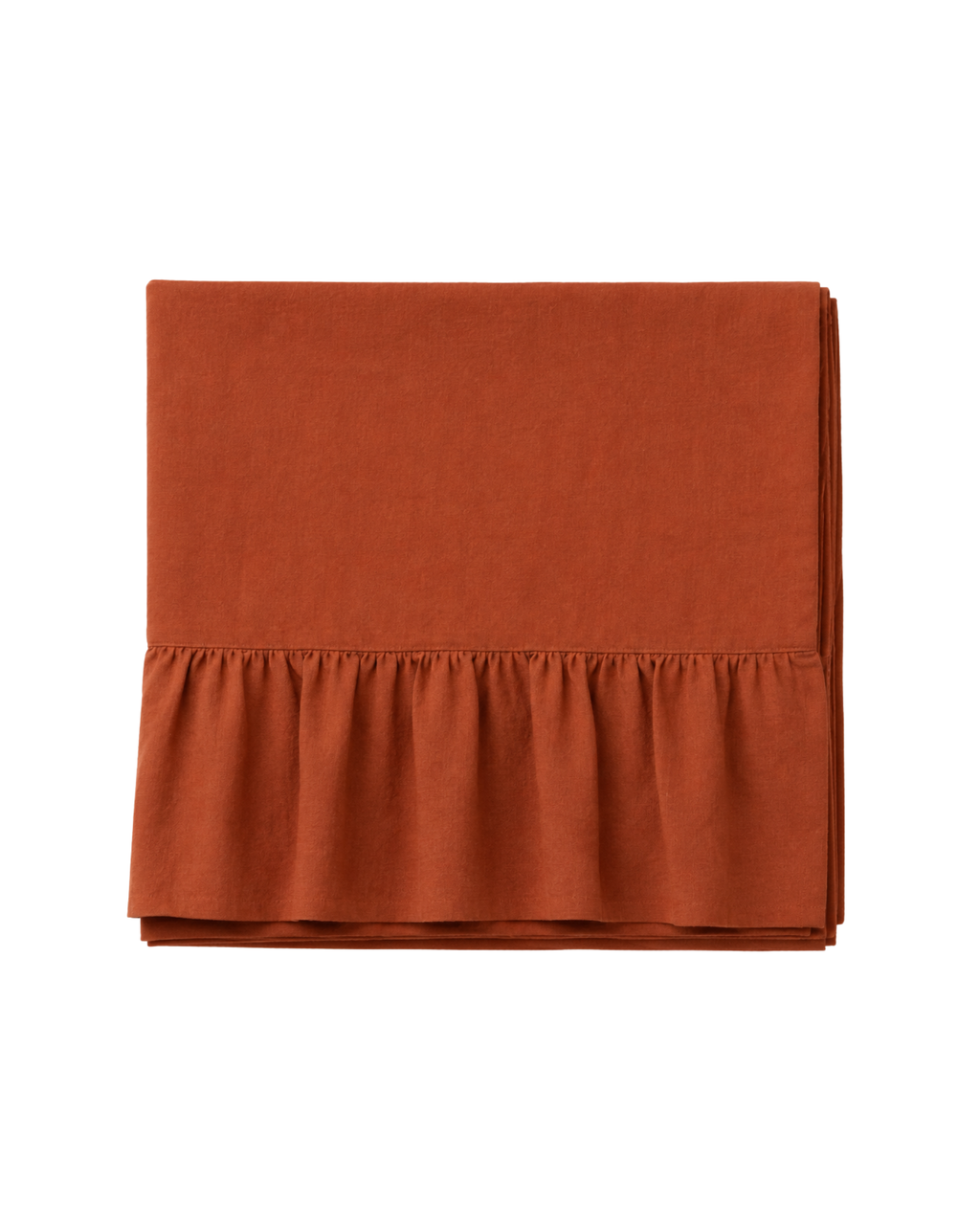 Leinen Tischdecke mit Rüschenrand Orange