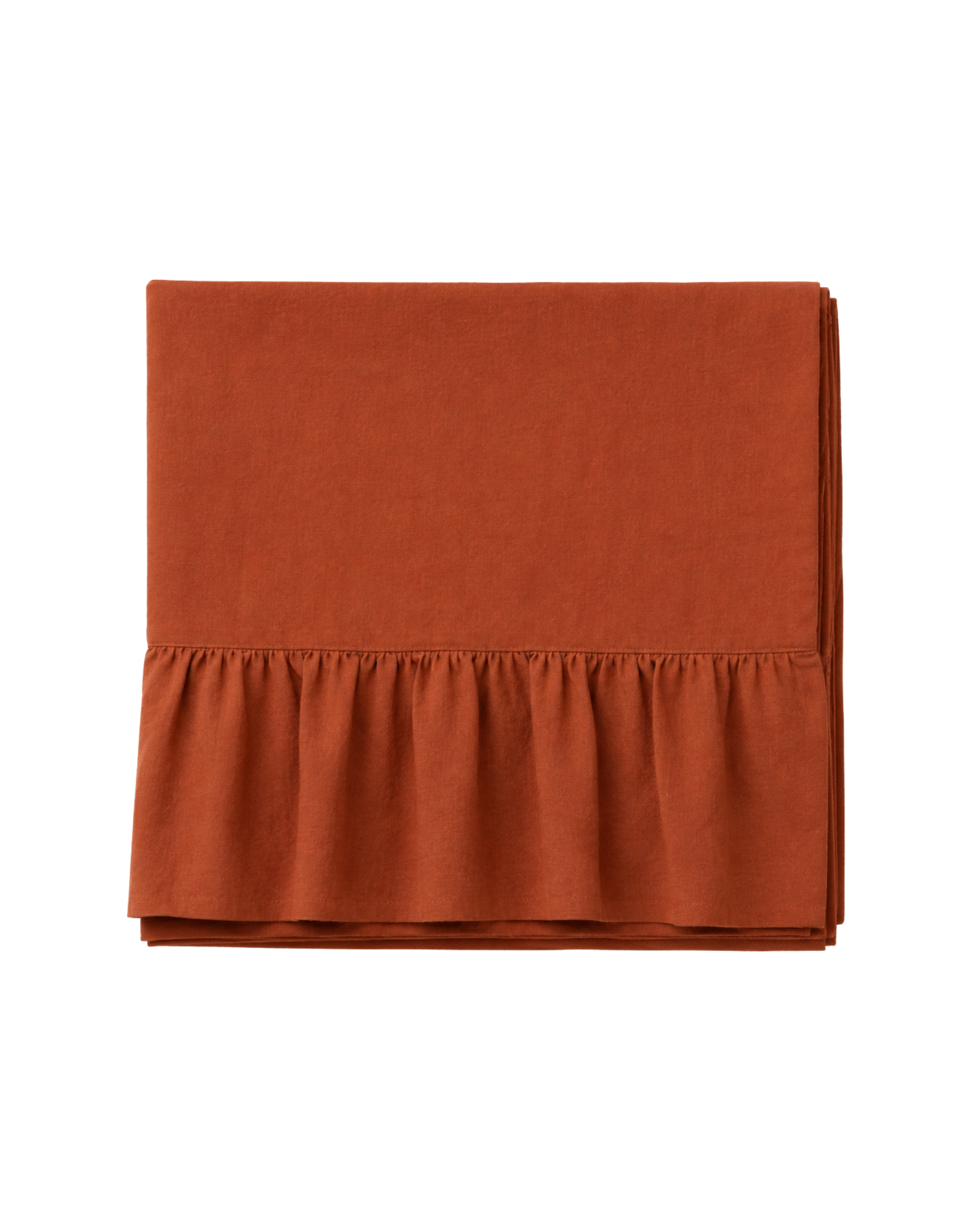 Leinen Tischdecke mit Rüschenrand Orange