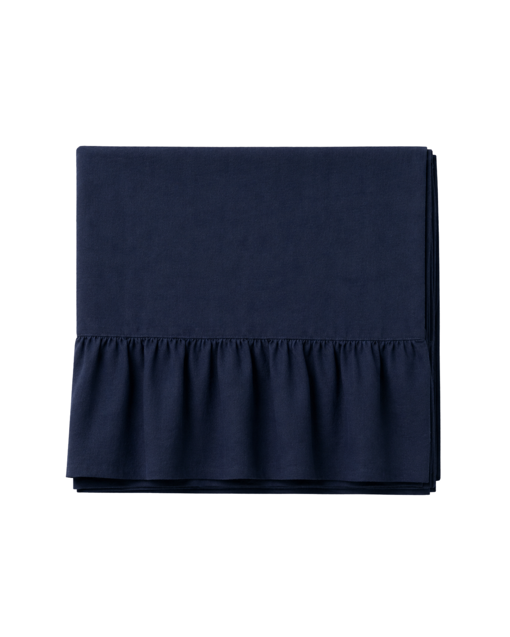 Linen tablecloth with ruffled edge – Dark blue