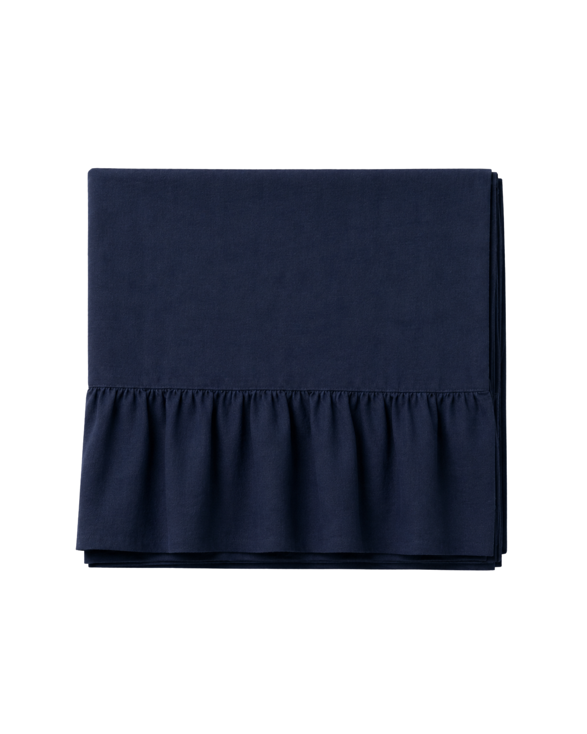 Linen tablecloth with ruffled edge – Dark blue