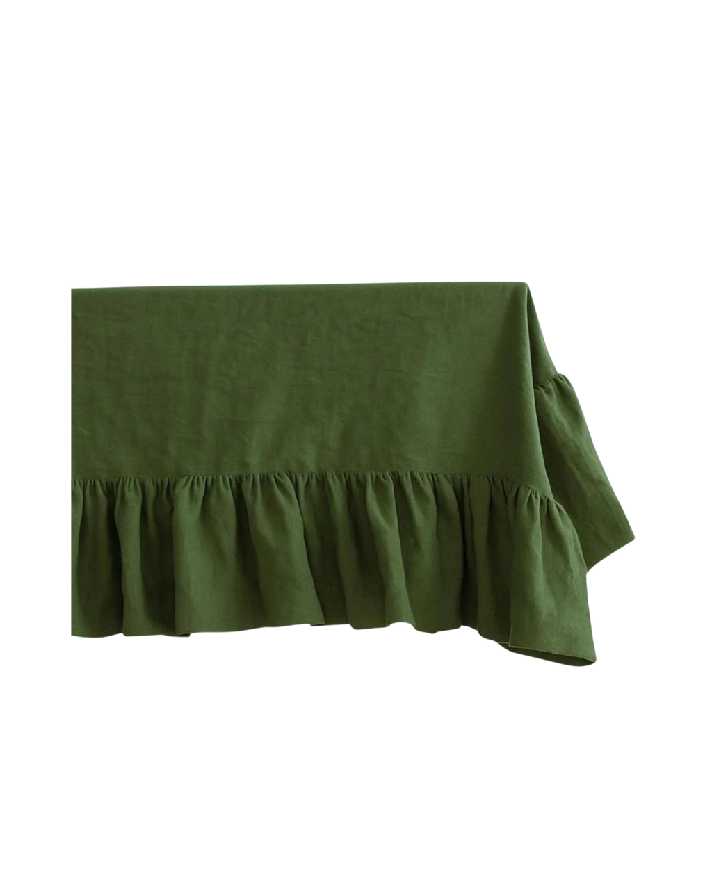 Leinen Tischdecke mit Rüschenrand Grün