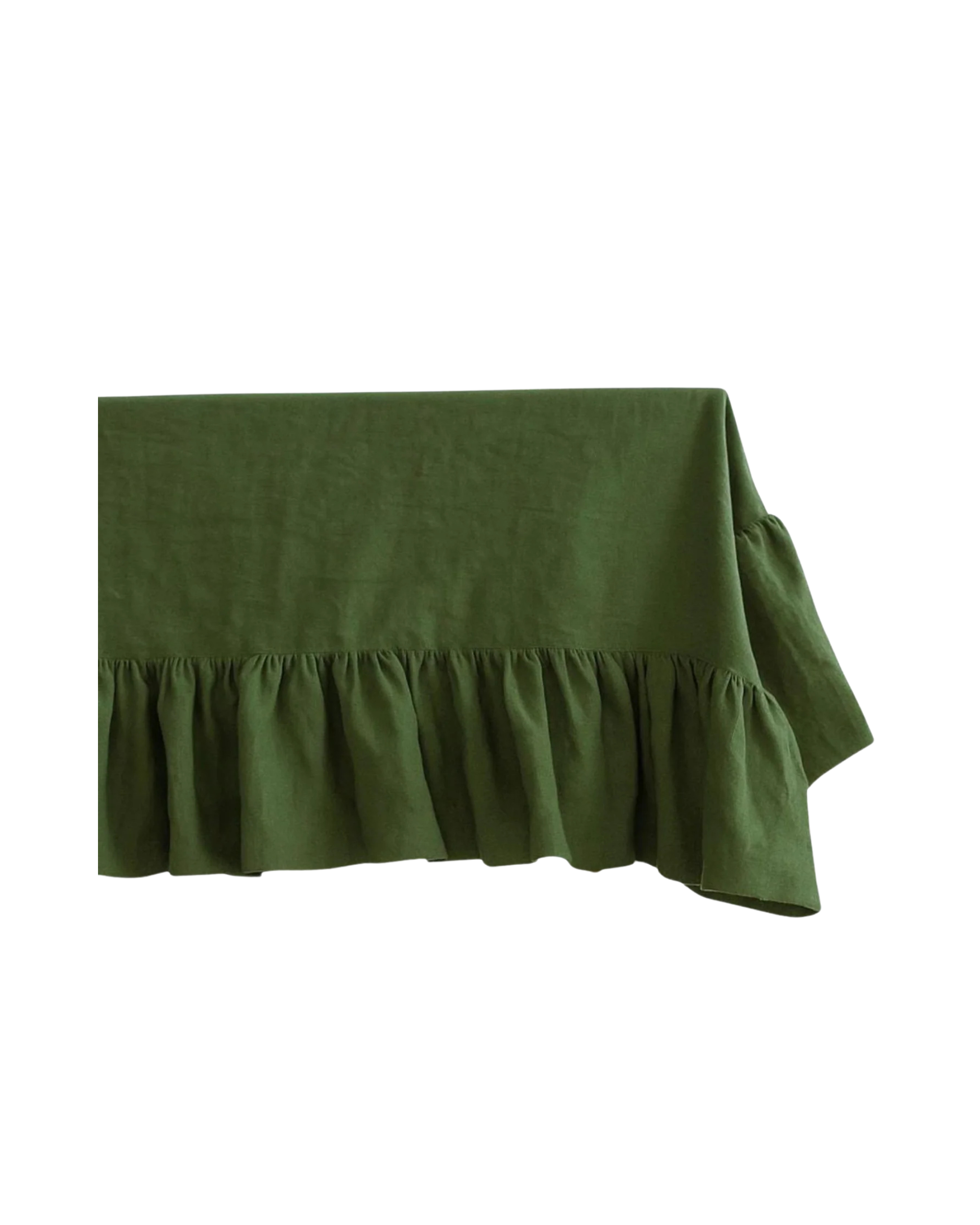 Leinen Tischdecke mit Rüschenrand Grün