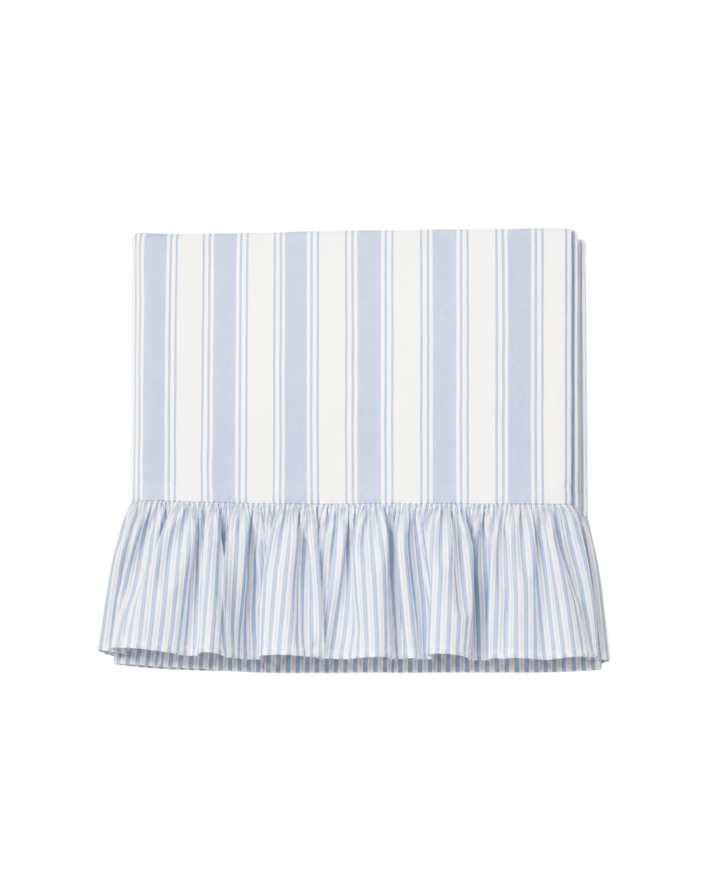Light blue striped cotton tablecloth with ruffles (240 x 190 cm)