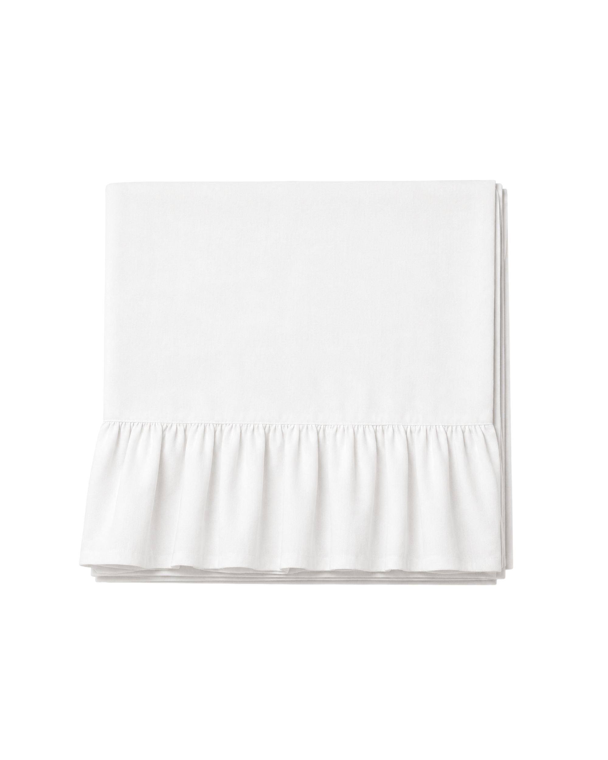 Leinen Tischdecke mit Rüschenrand Weiß