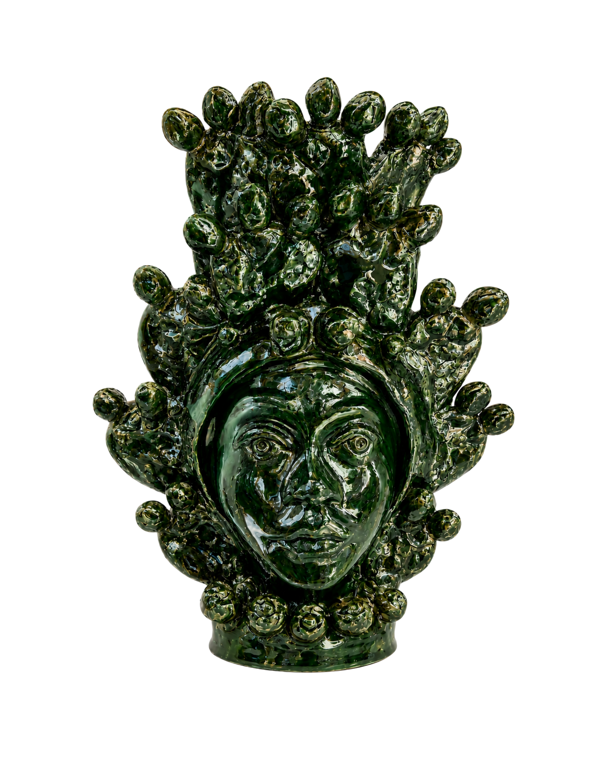 Handbemalte sizilianischen Moorish Heads  Vase Grün