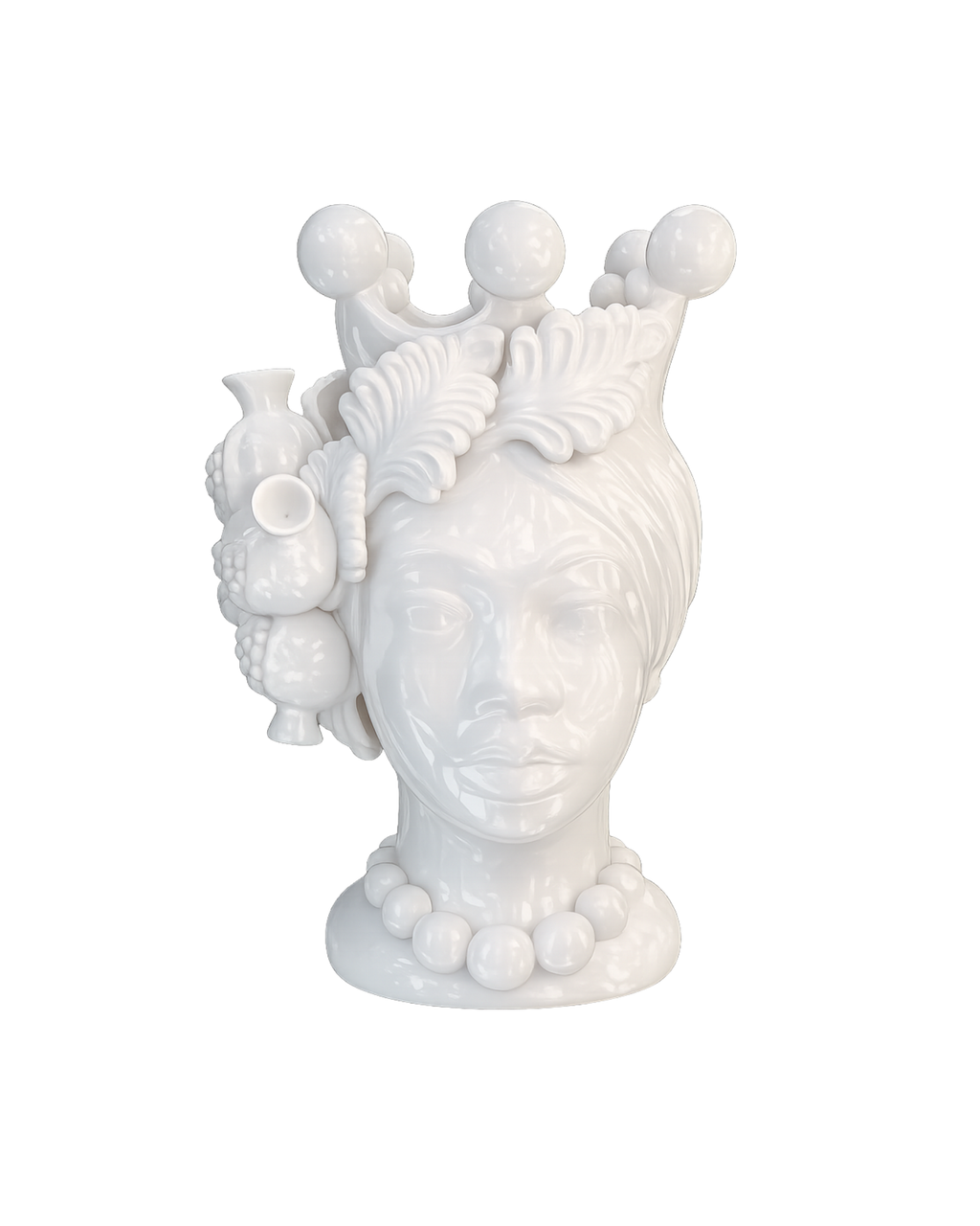 Handbemalte sizilianischen Moorish Heads Vase Weiß Frau