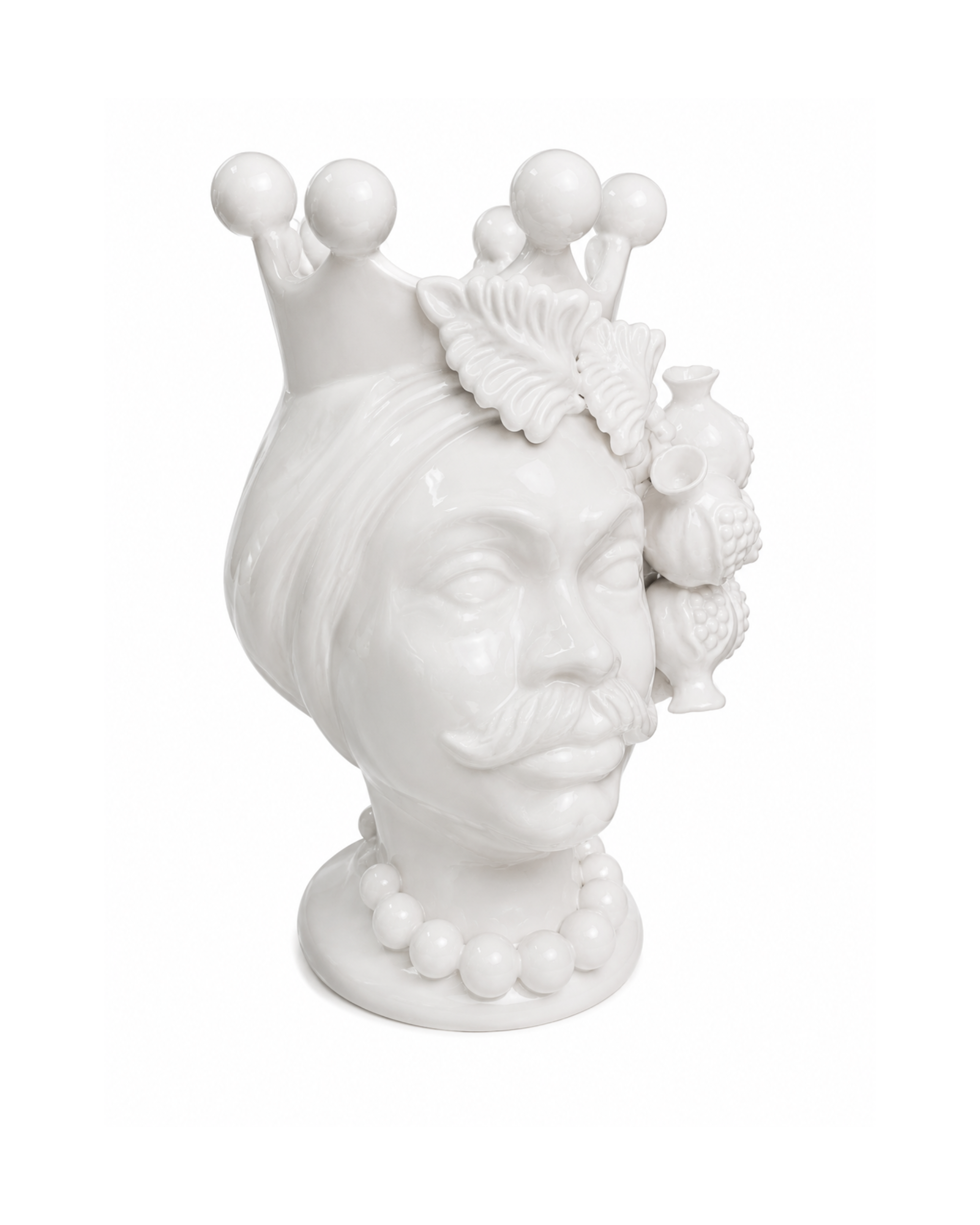 Handbemalte sizilianischen Moorish Heads Vase Weiß Mann