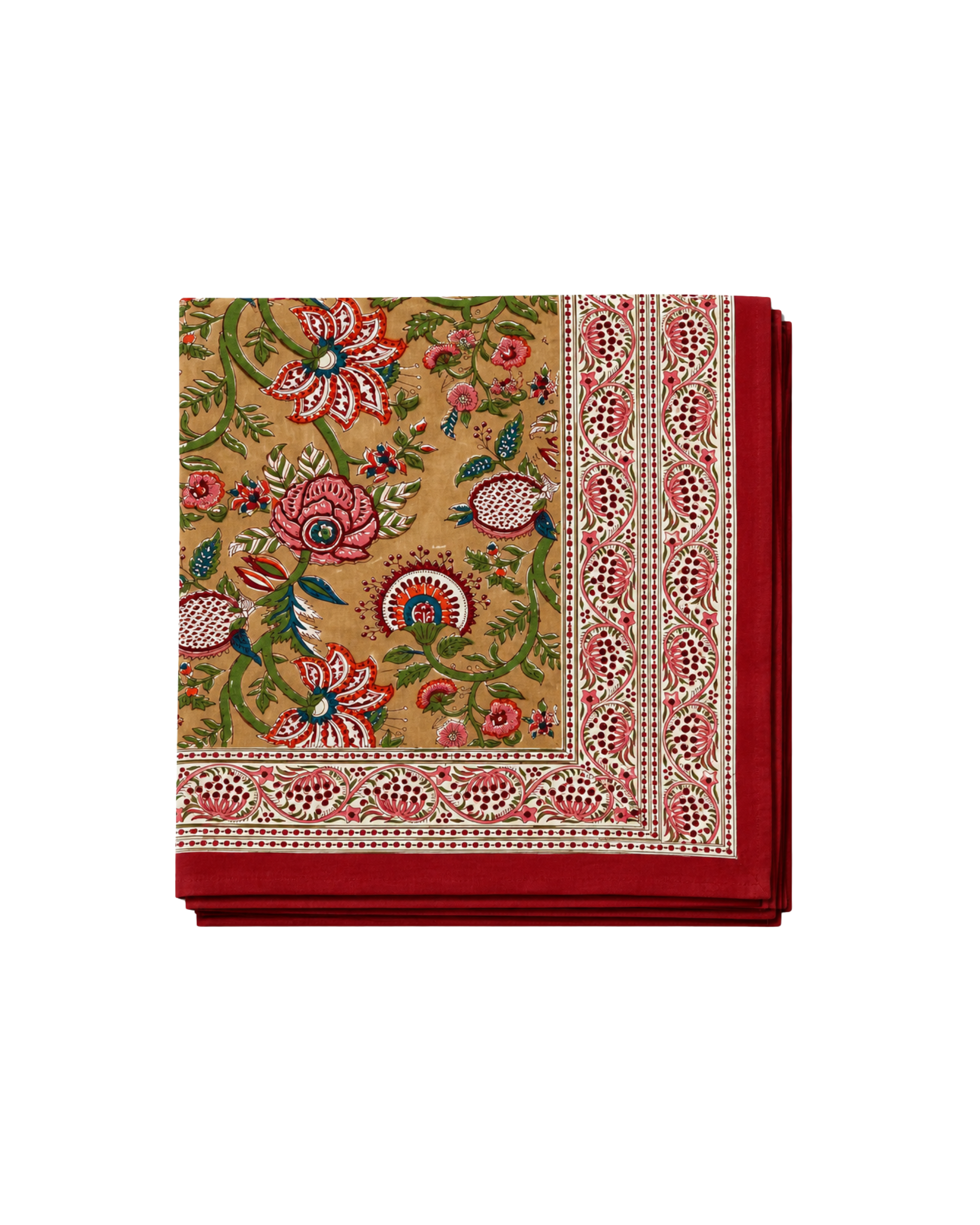 Tischdecke Floral Rot Blockprint