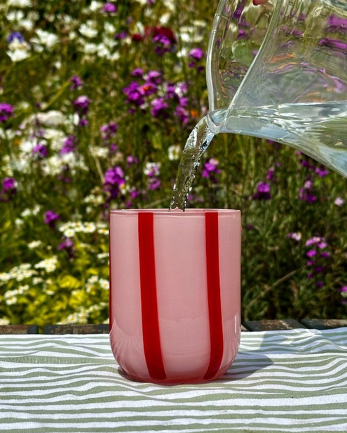 Glas Rosa-Rot gestreift, 2er Set