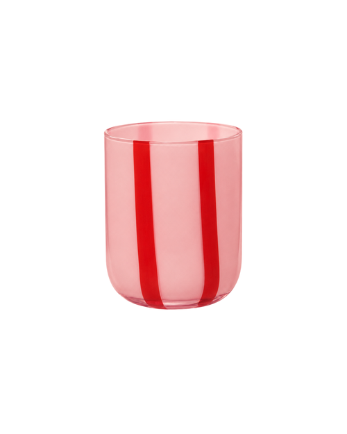 Glas Rosa-Rot gestreift, 2er Set