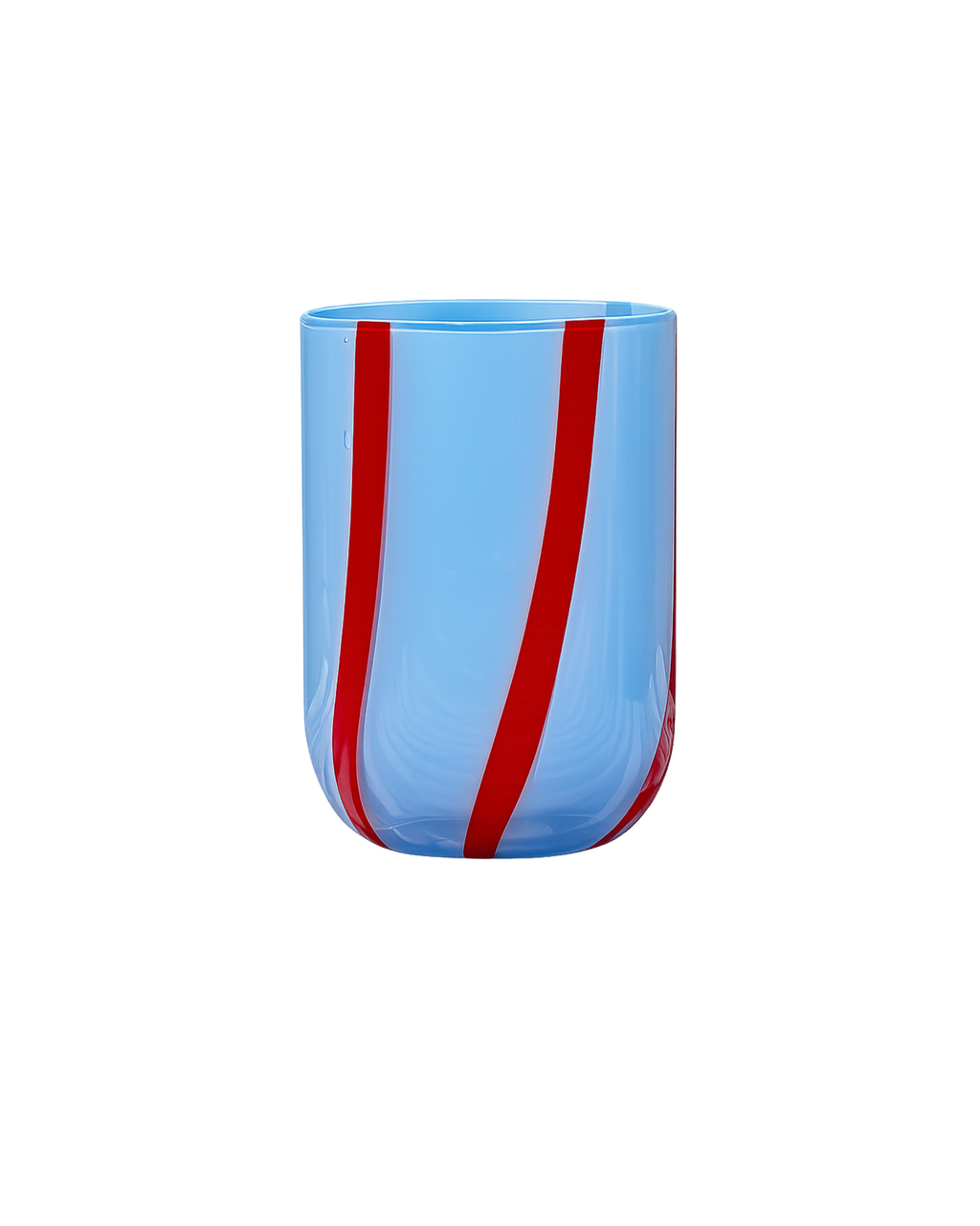 Trinkglas Blau-Rot gestreift