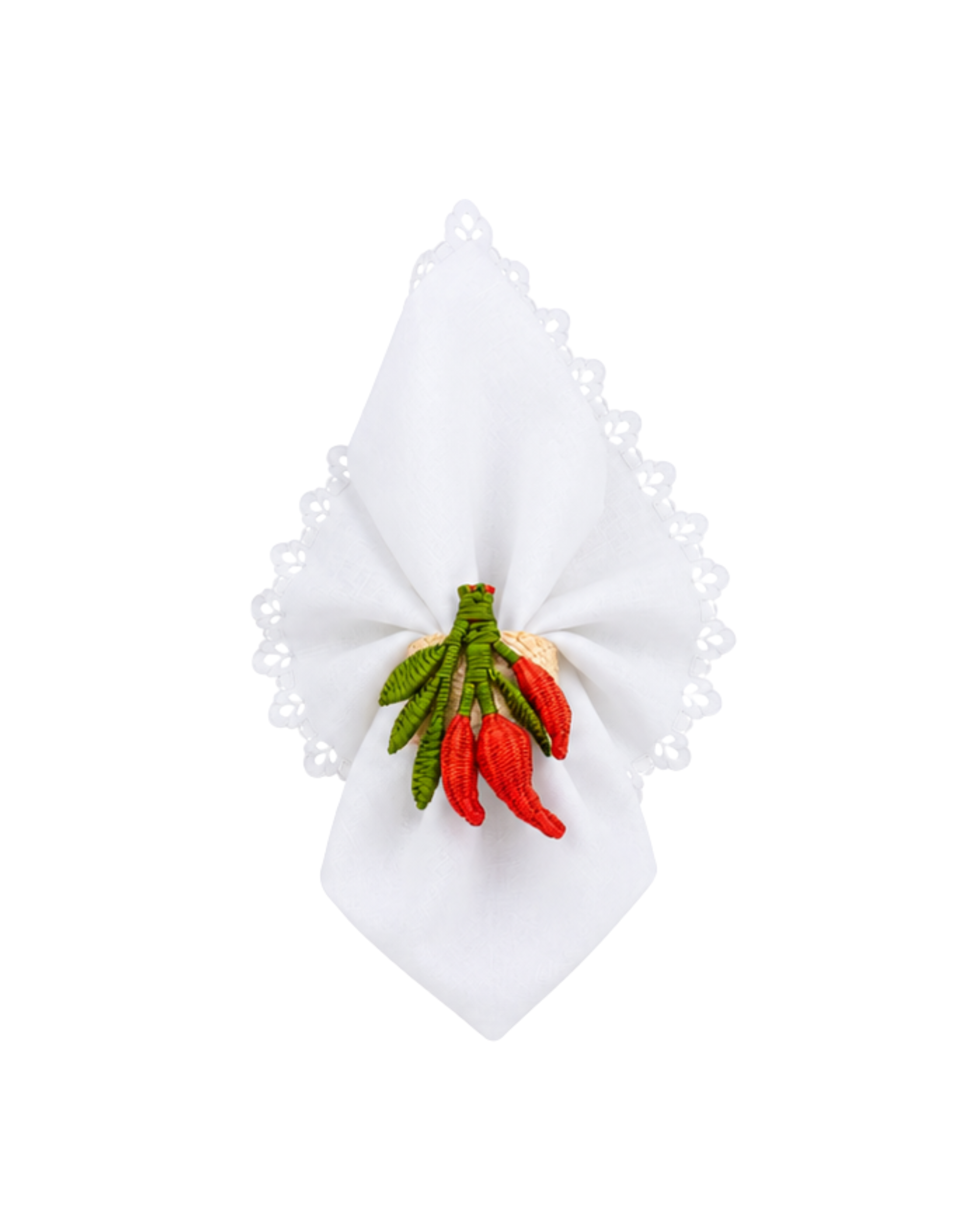 Handgewebter Serviettenring Chili, 2er Set